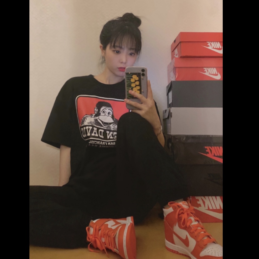 (W) Nike Dunk High Orange Blaze 착용 스타일