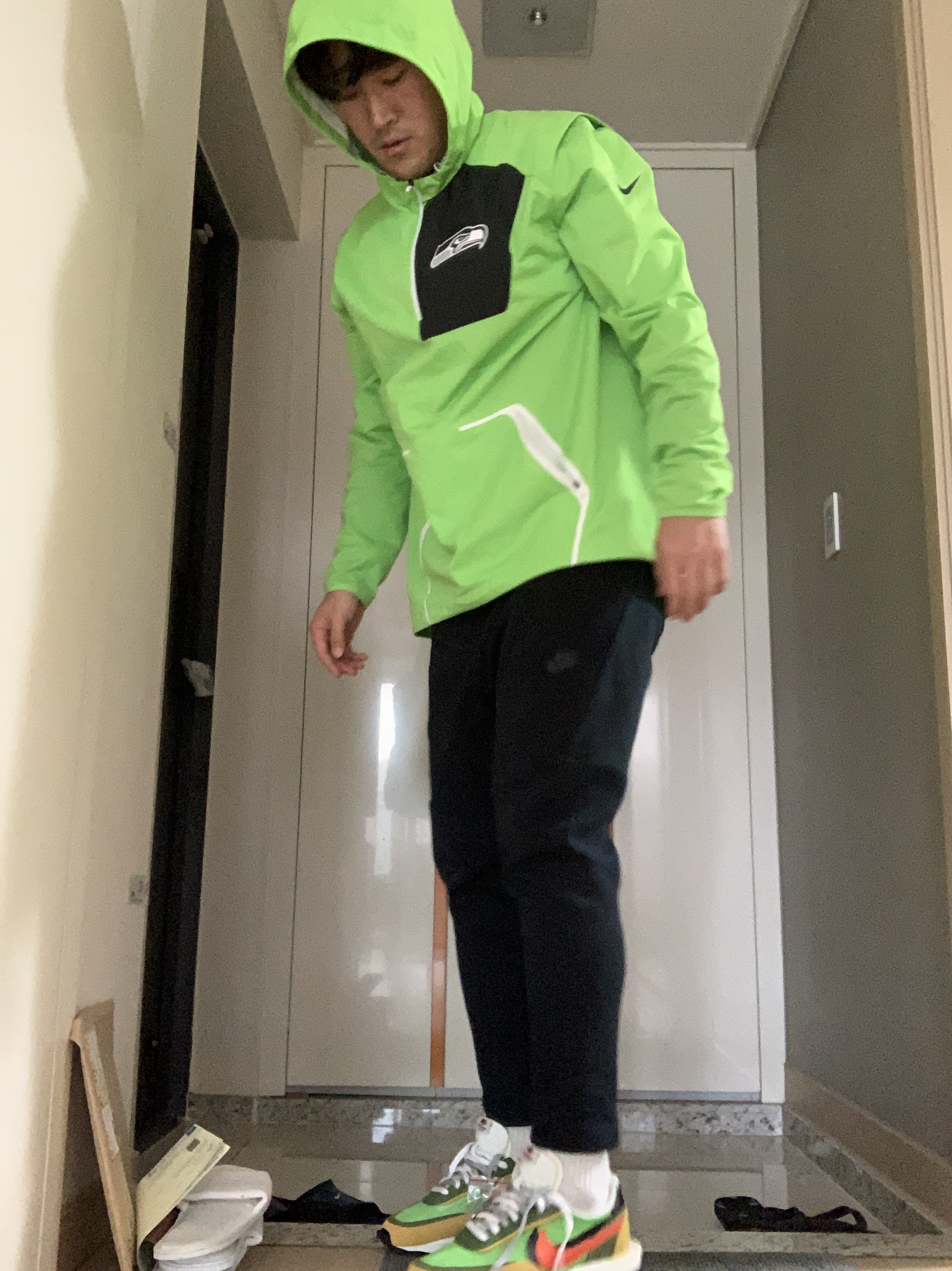 Nike x Sacai LDWaffle Green Multi 착용 스타일