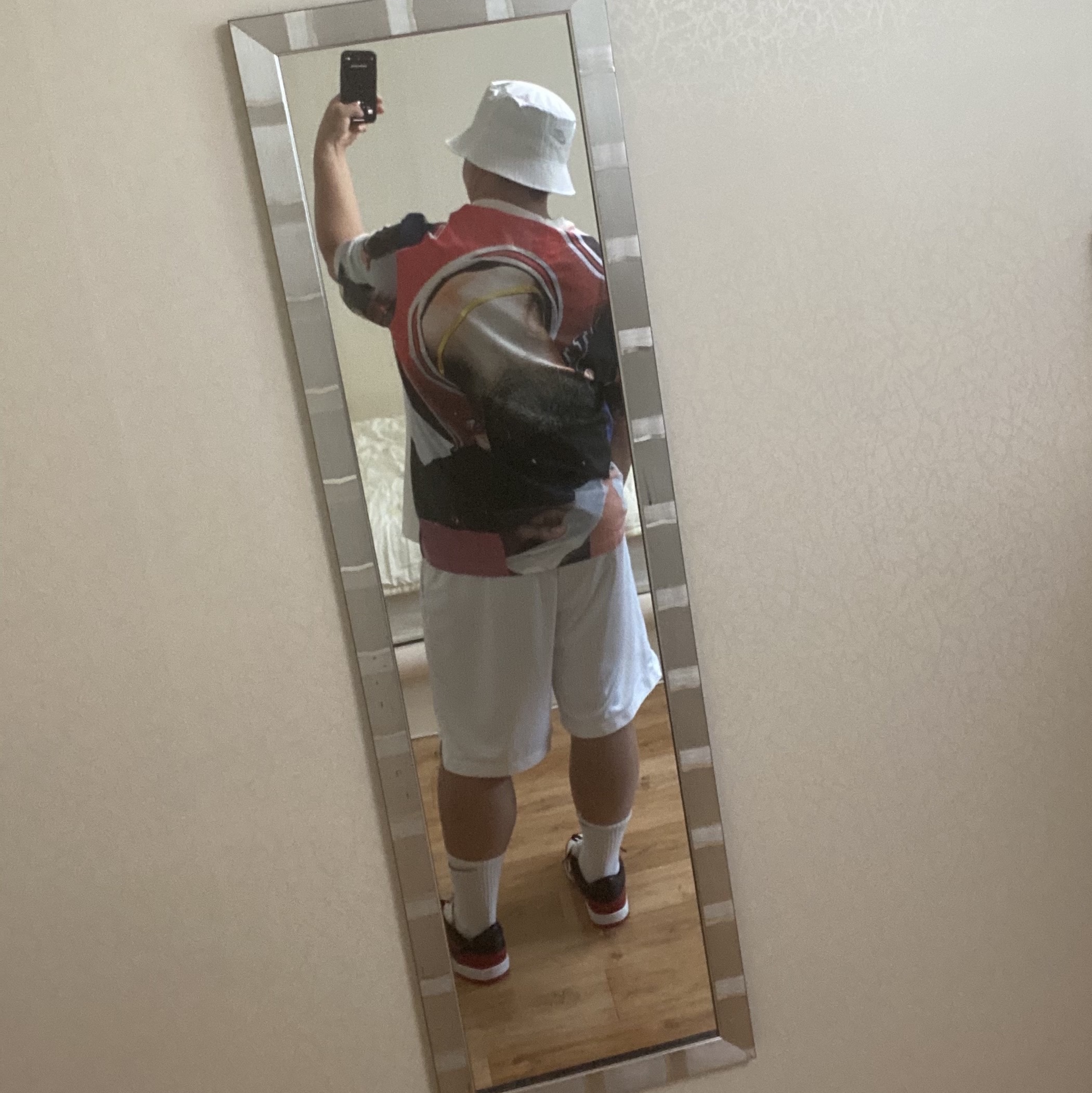 Nike x Kim Jones Mesh Shorts White - US/EU, Nike x Kim Jones Bucket Hat White 착용 스타일 - 2