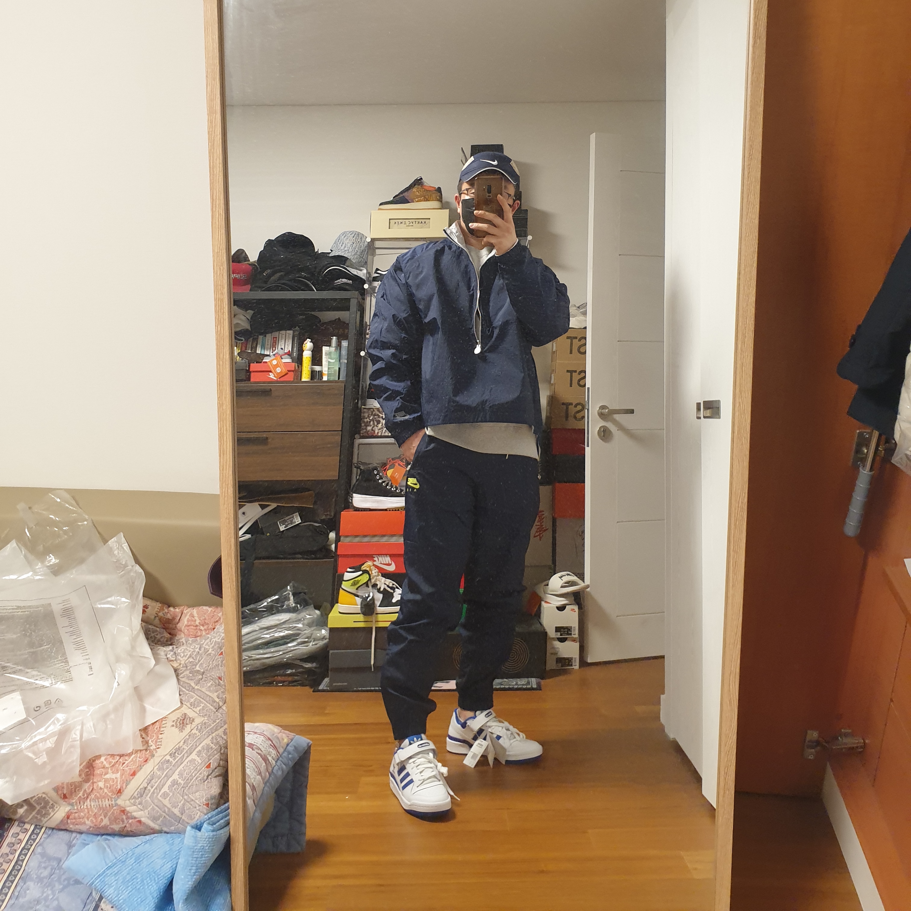 Nike x Kim Jones Reversible Wind Breaker Navy - US/EU, Nike x Kim Jones Track Pants Navy - Asia 착용 스타일 - 1