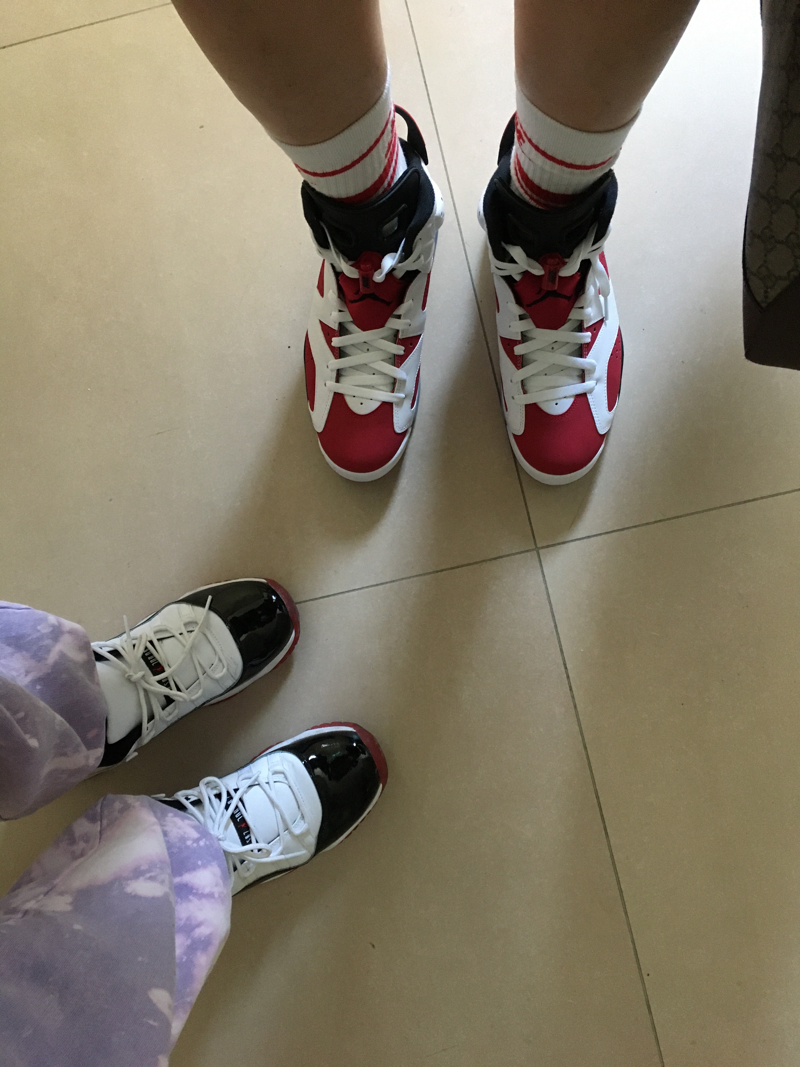 Jordan 11 Retro Low Concord Bred, Jordan 6 Retro Carmine 2021 착용 스타일