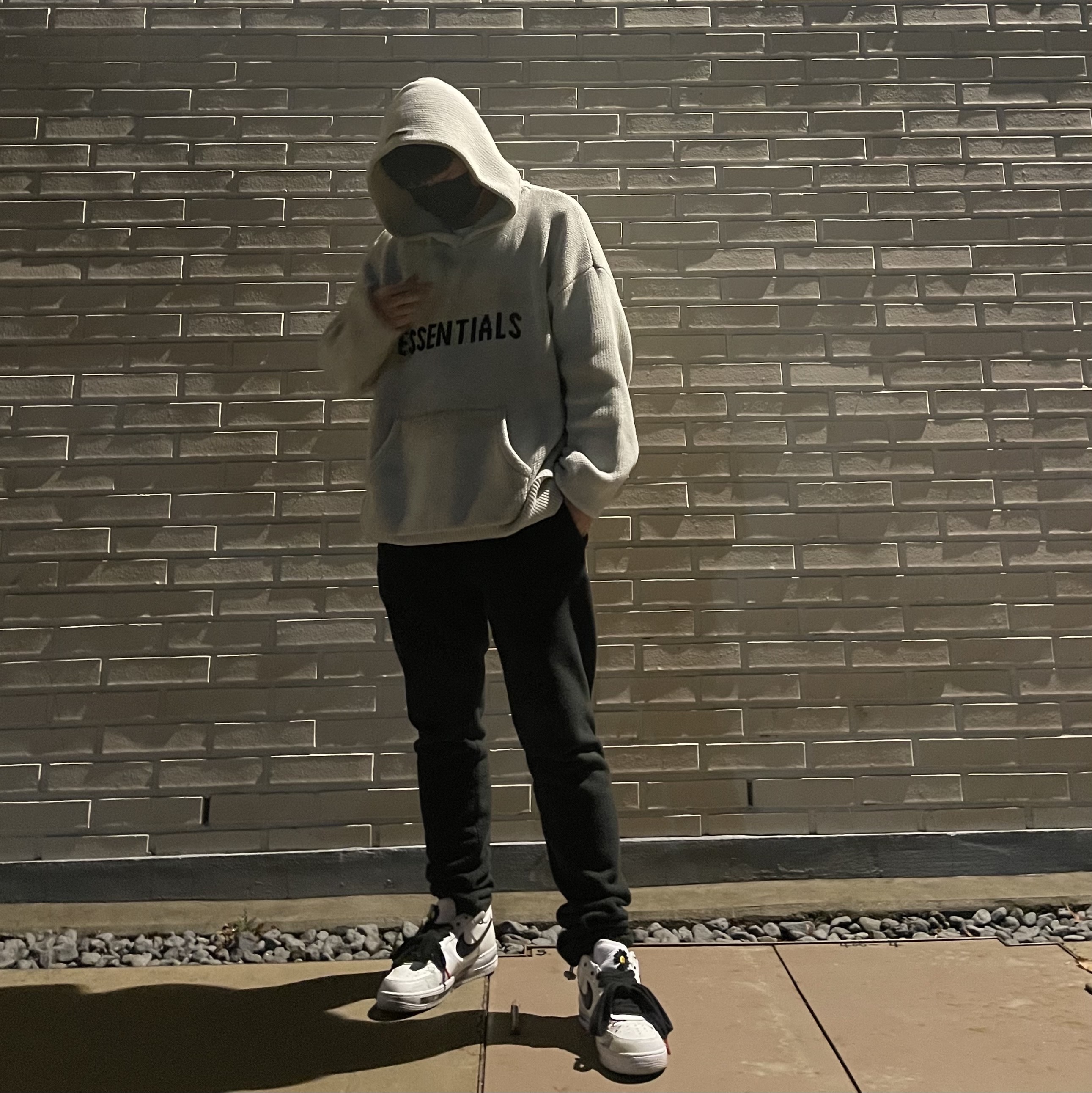 Nike x Peaceminusone Air Force 1 Low Para-Noise 2.0, Essentials Knit Hoodie Cream - 20FW 착용 스타일