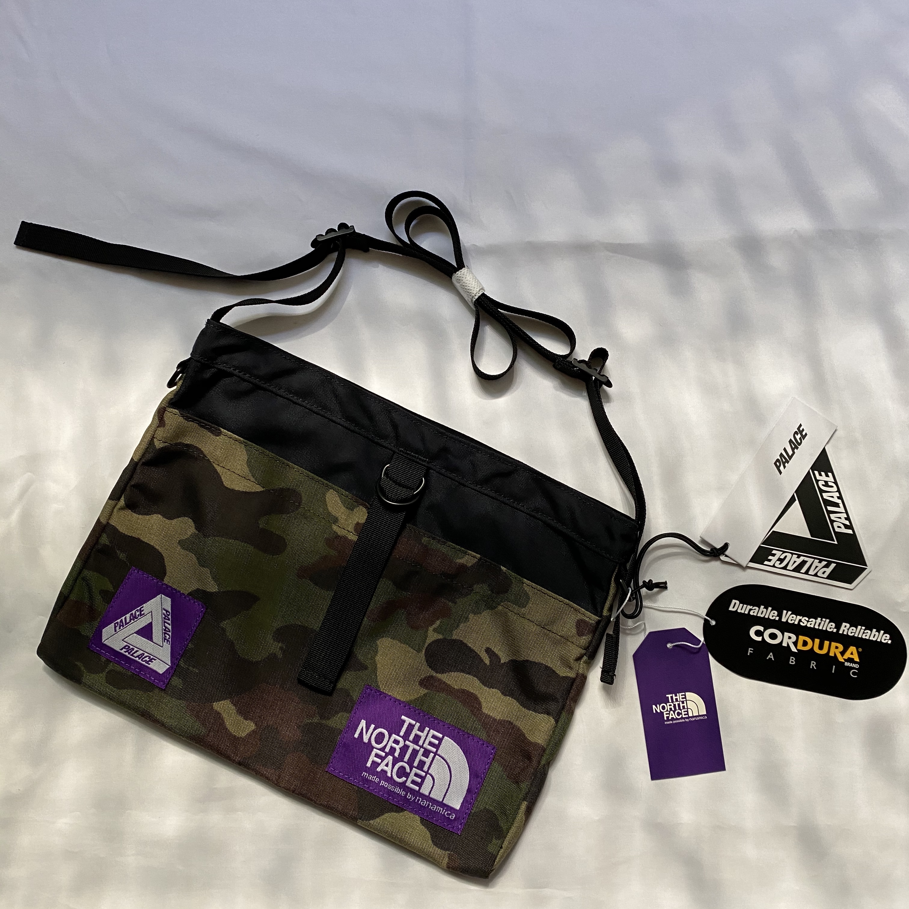 Palace x The North Face Purple Label Cordura Nylon Shoulder Bag Navy, Palace x The North Face Purple Label Cordura Nylon Shoulder Bag Camo 착용 스타일