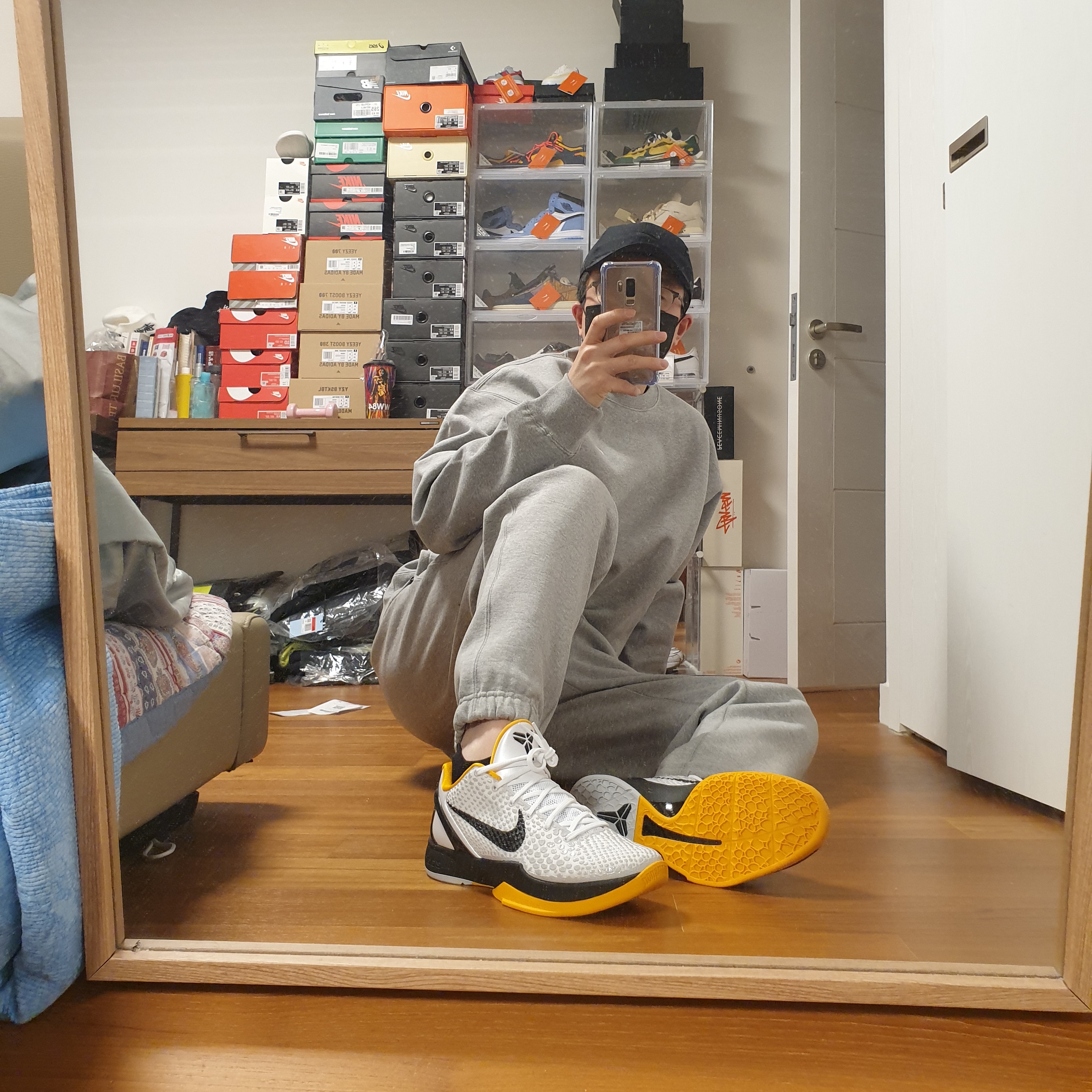 Nike NRG Solo Swoosh Fleece Pants Dark Grey Heather - US/EU, Nike NRG Solo Swoosh Crew Fleece Dark Grey Heather - US/EU 착용 스타일 - 3