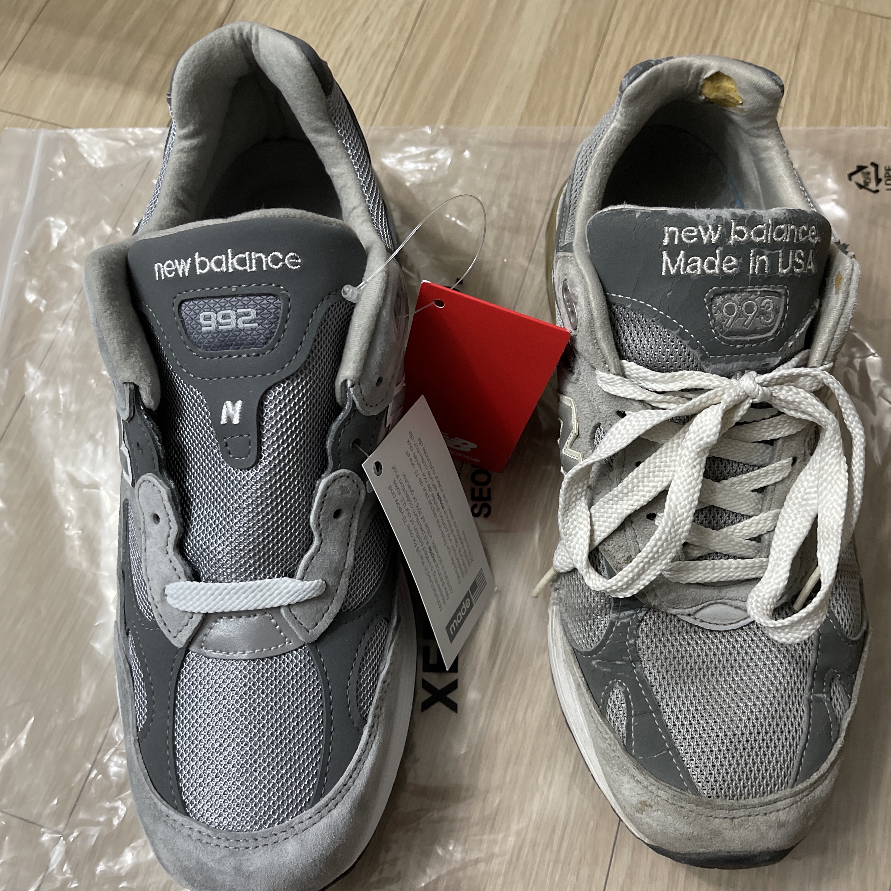 New Balance 992 Made in USA Grey - D Standard 착용 스타일 - 3