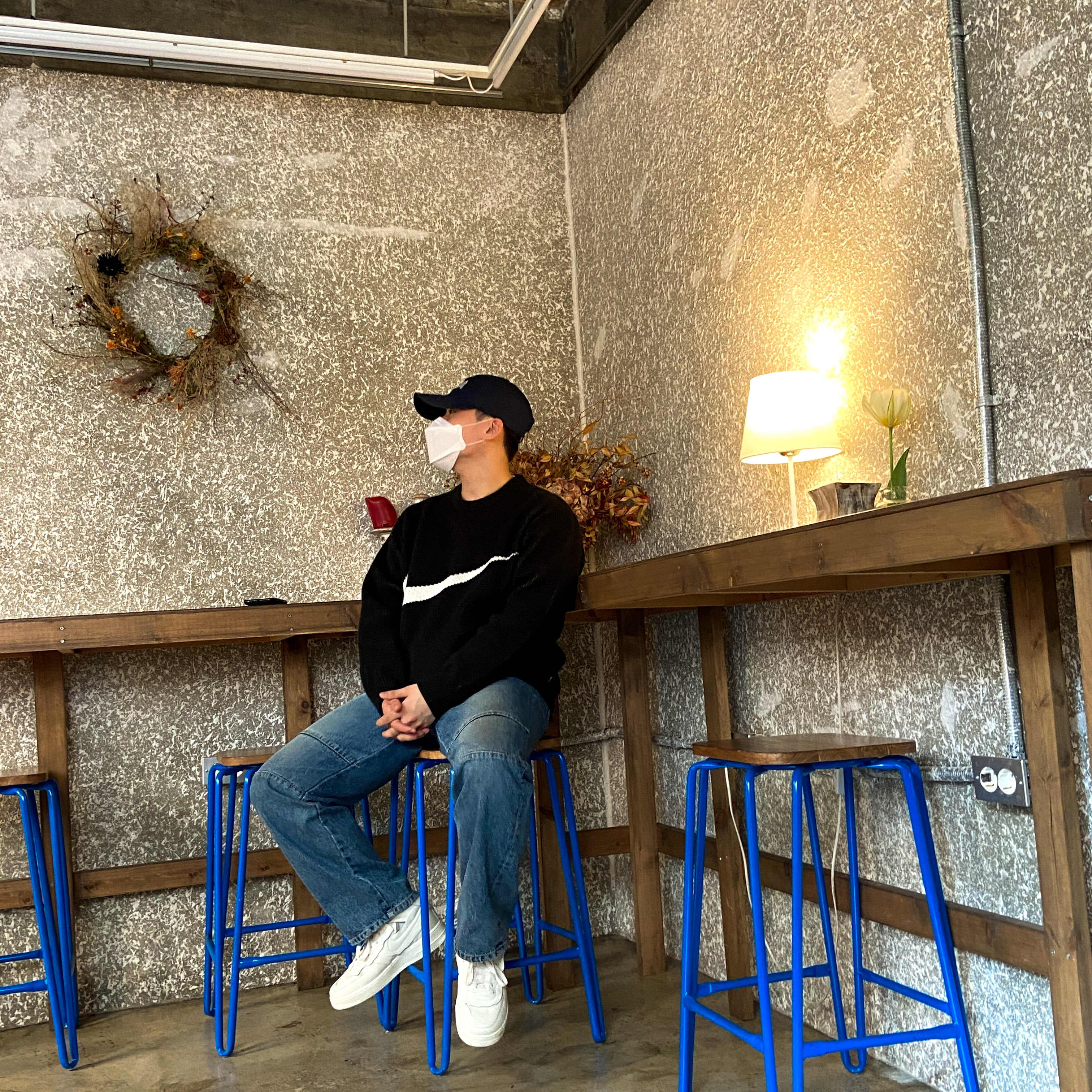 Supreme x Nike Swoosh Sweater Black - 19SS, Nike x Comme des Garcons Homme Plus Air Force Mid White 착용 스타일 - 2