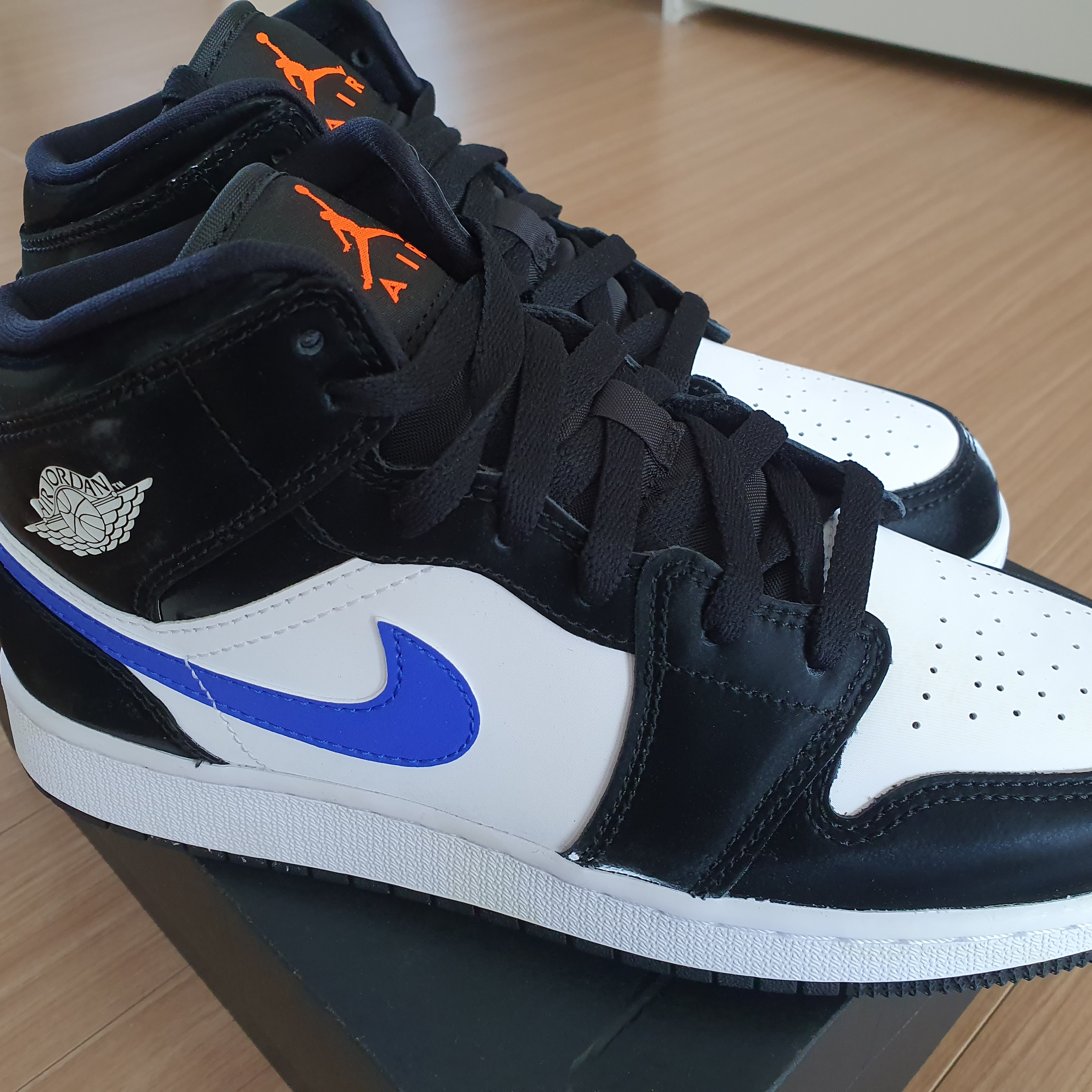 (GS) Jordan 1 Mid Black Racer Blue 착용 스타일 - 3