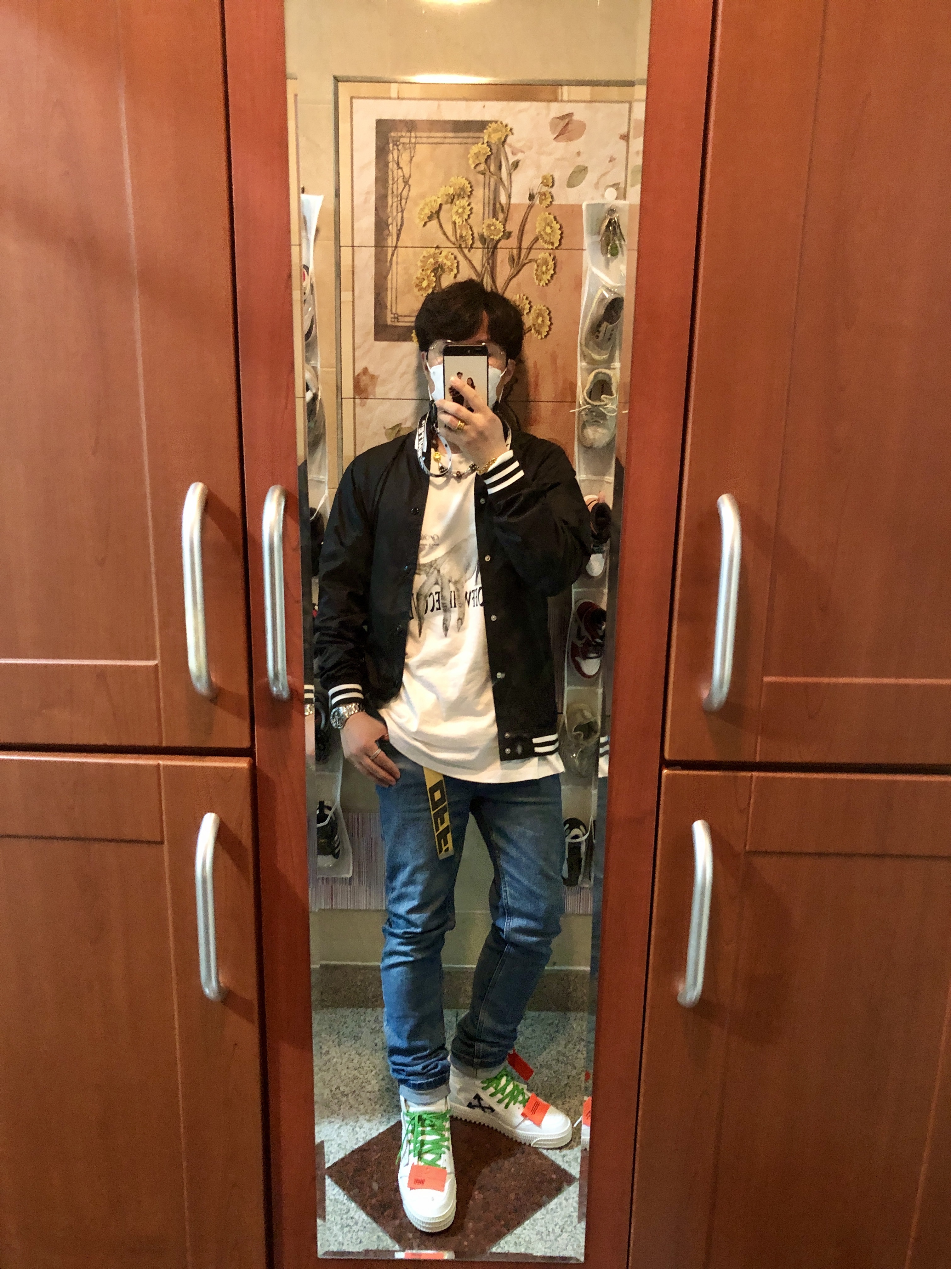 Nike x Off-White Dunk Low University Gold Midnight Navy, Nike x Off-White Air Max 90 The Ten 착용 스타일 - 3