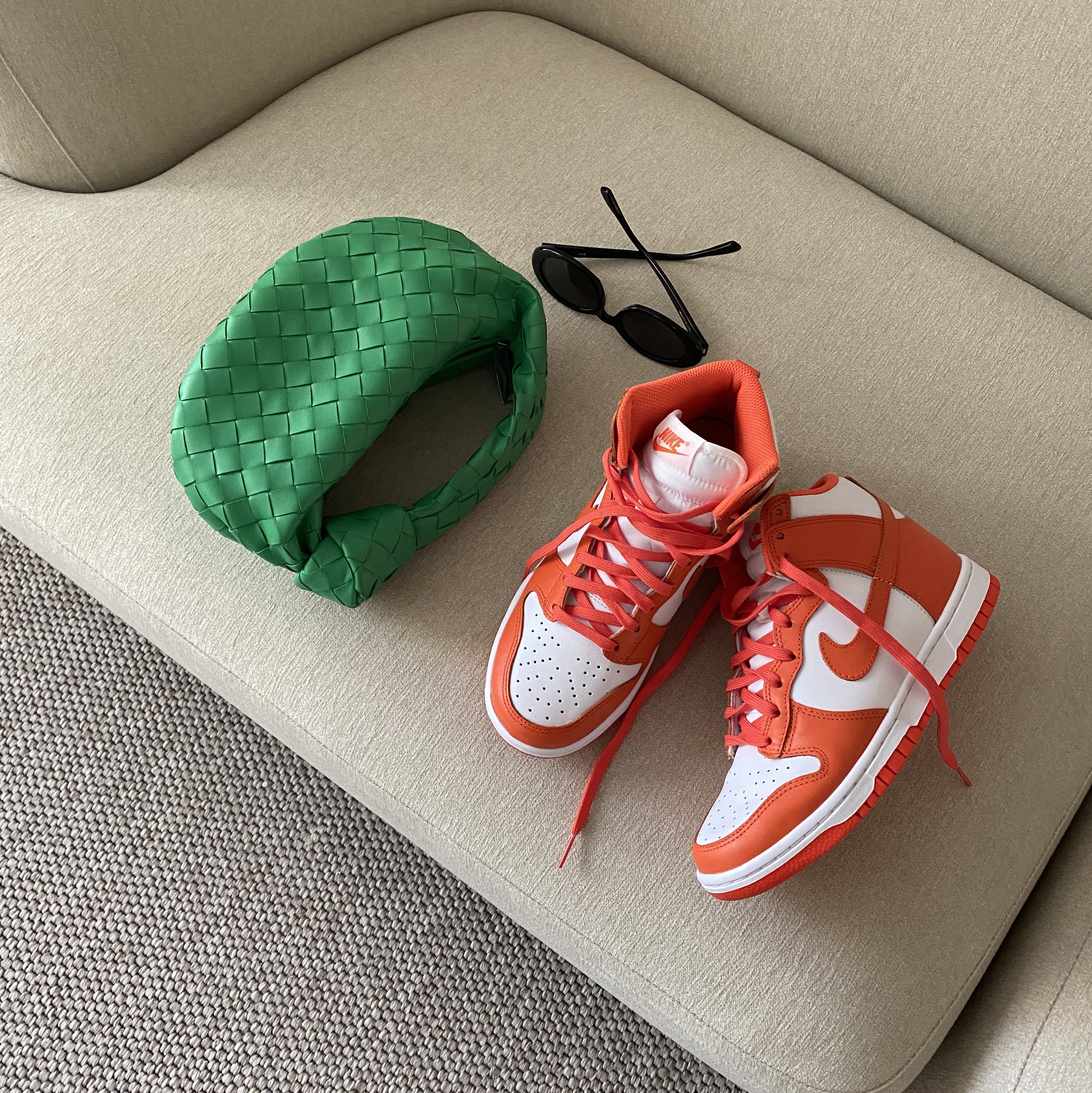 (W) Nike Dunk High Orange Blaze, Nike Dunk High Retro Orange Blaze 착용 스타일 - 2