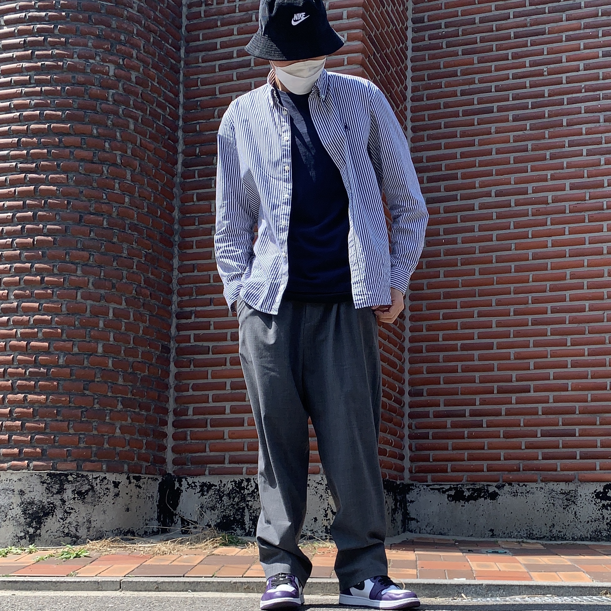 Jordan 1 Retro High OG Court Purple 2020, Nike Futura Corduroy Bucket Black 착용 스타일 - 2