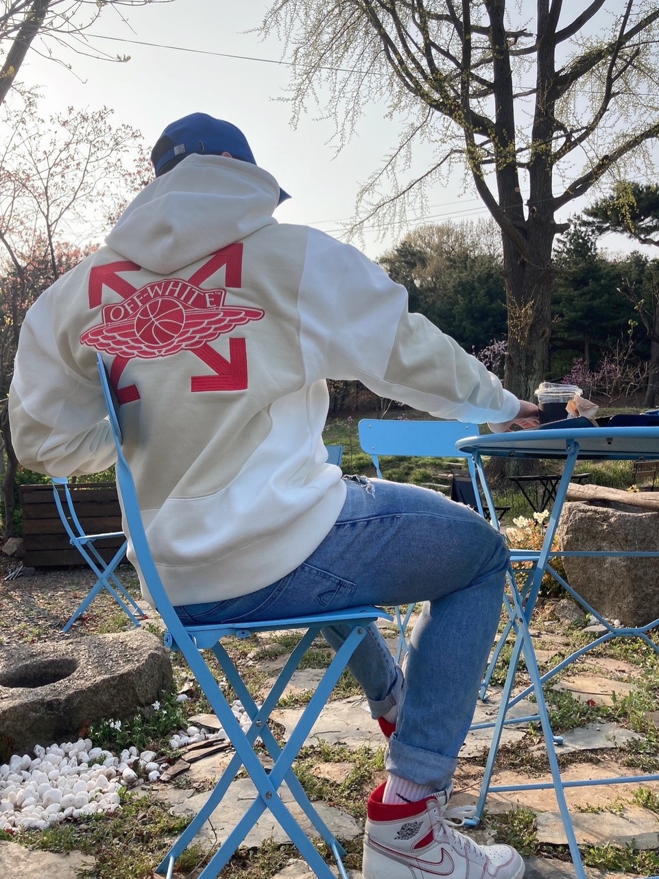 Jordan x Off-White Fleece Pullover Hoodie Sail - US/EU, Jordan 1 Retro High Phantom Gym Red 착용 스타일 - 1