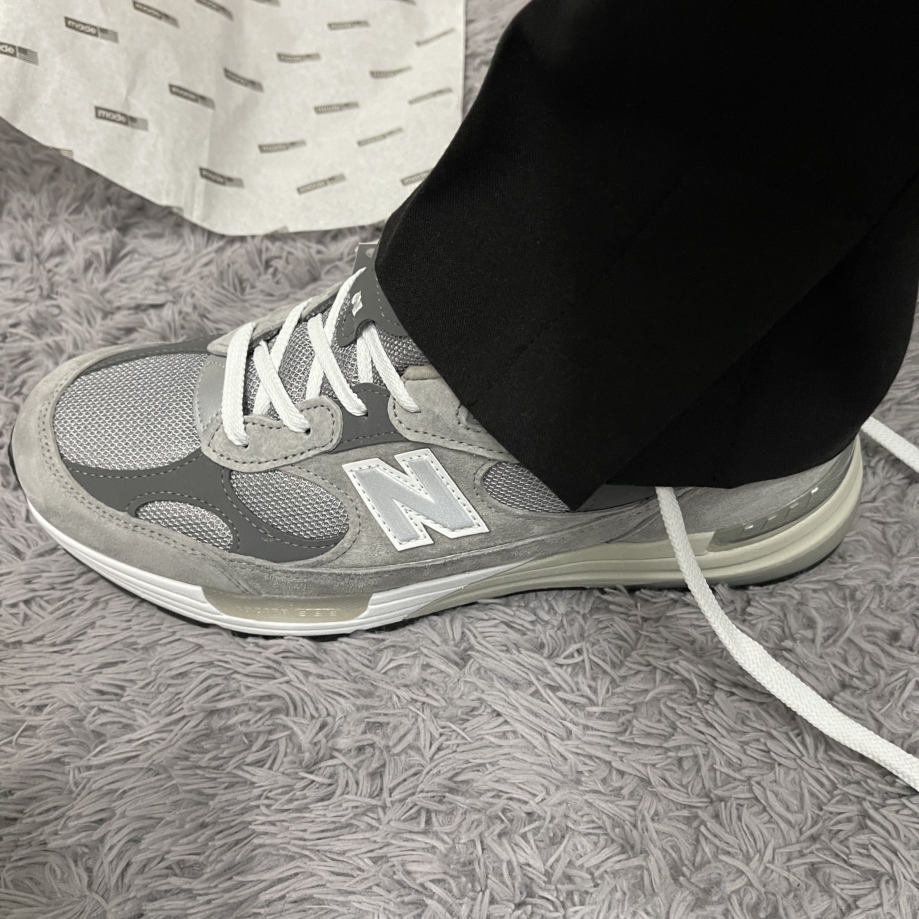 New Balance 992 Made in USA Grey - D Standard 착용 스타일 - 5