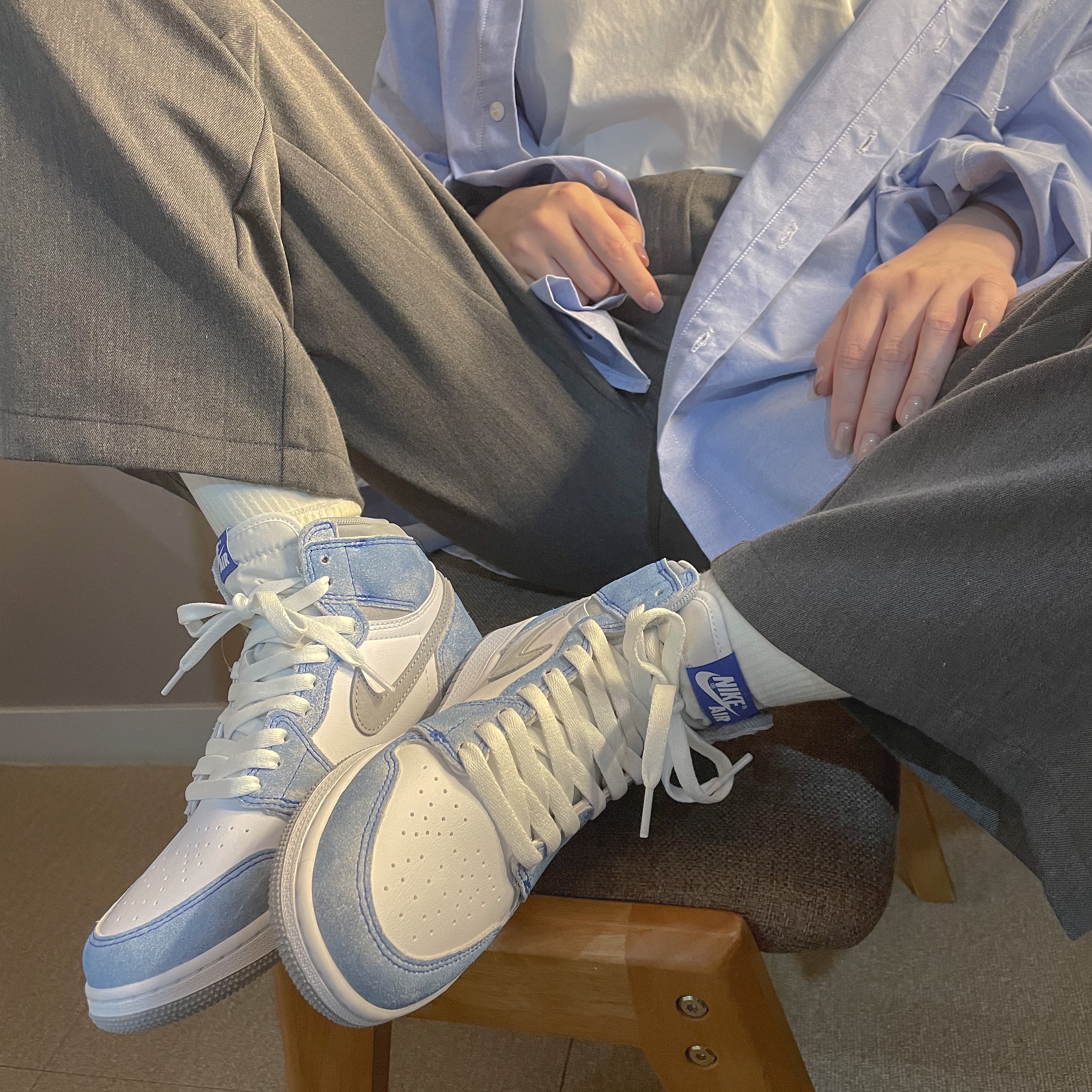 (GS) Jordan 1 Retro High OG Hyper Royal, Jordan 1 Retro High OG Hyper Royal 착용 스타일