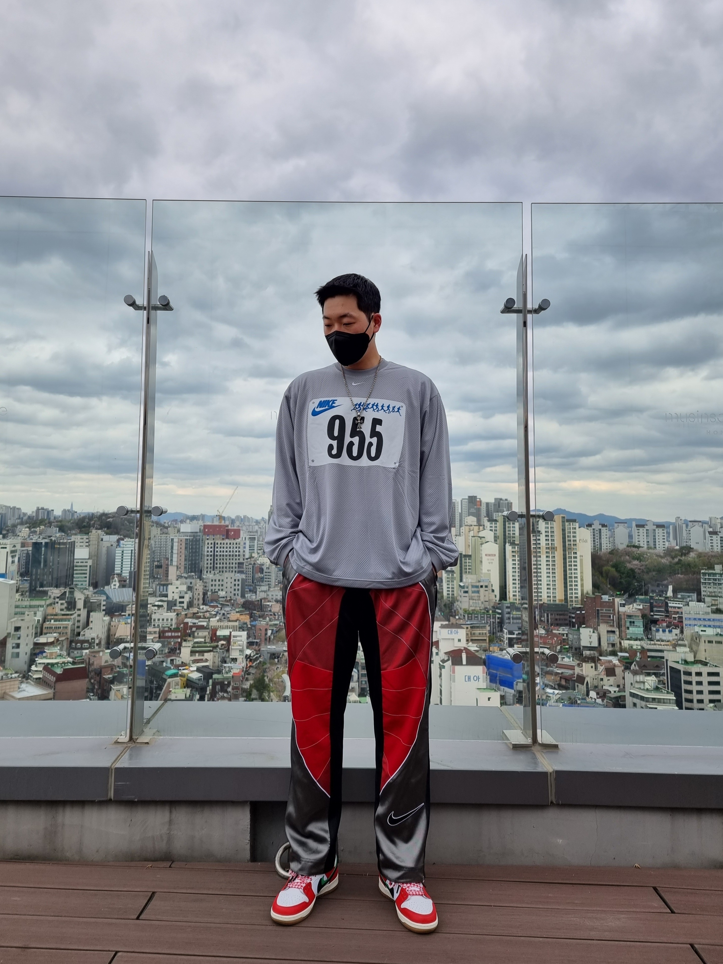 Nike x Cactus Plant Flea Market L/S Jersey Grey - Asia, Nike x Cactus Plant Flea Market L/S Jersey Grey - US/EU 착용 스타일