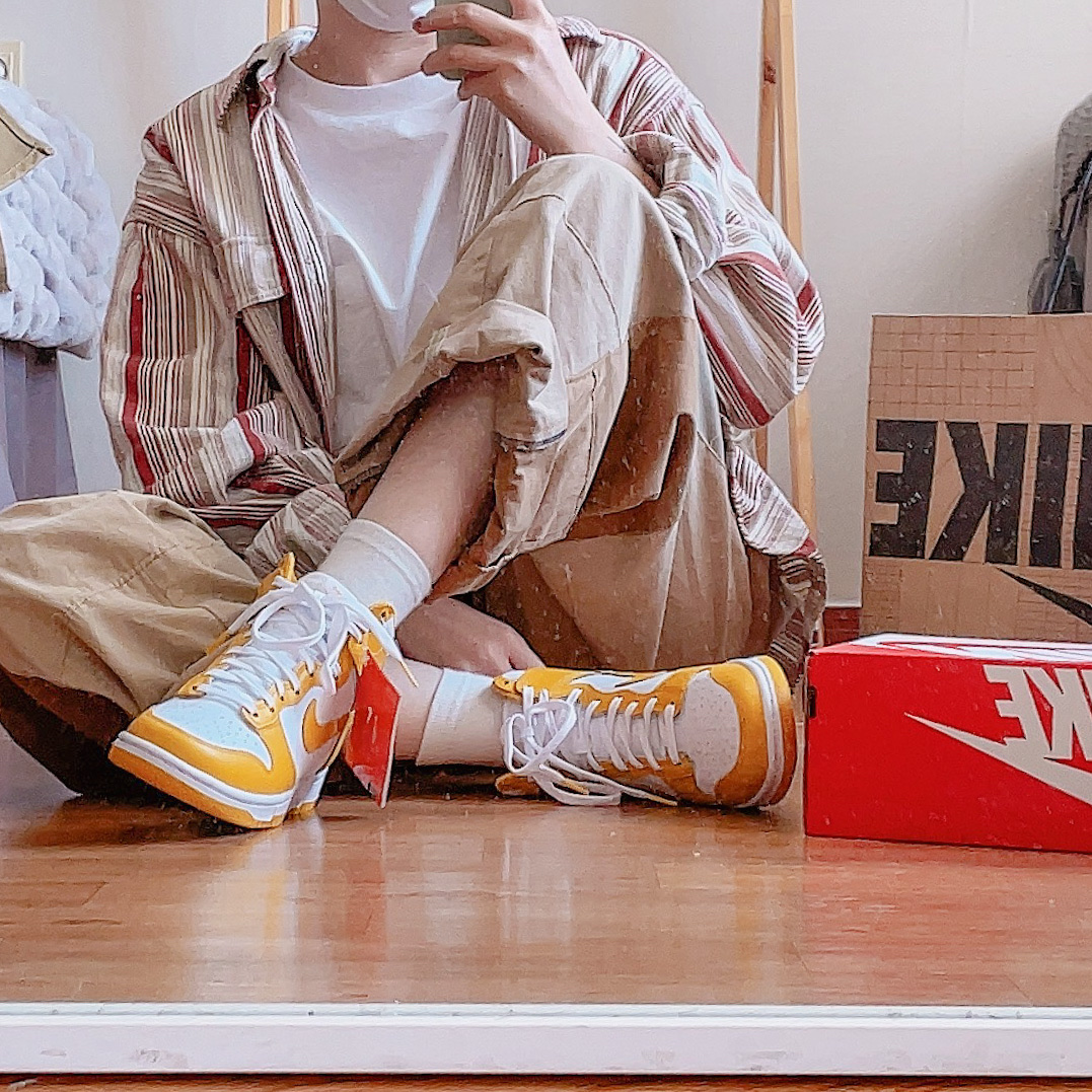 (W) Nike Dunk High Dark Sulfur 착용 스타일