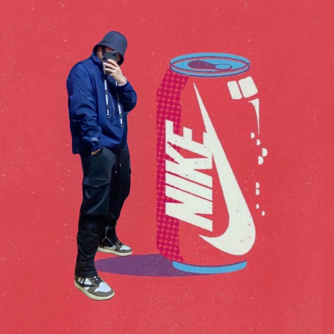 Nike x Kim Jones Reversible Wind Breaker Navy - US/EU, Nike x Kim Jones Bucket Hat White 착용 스타일