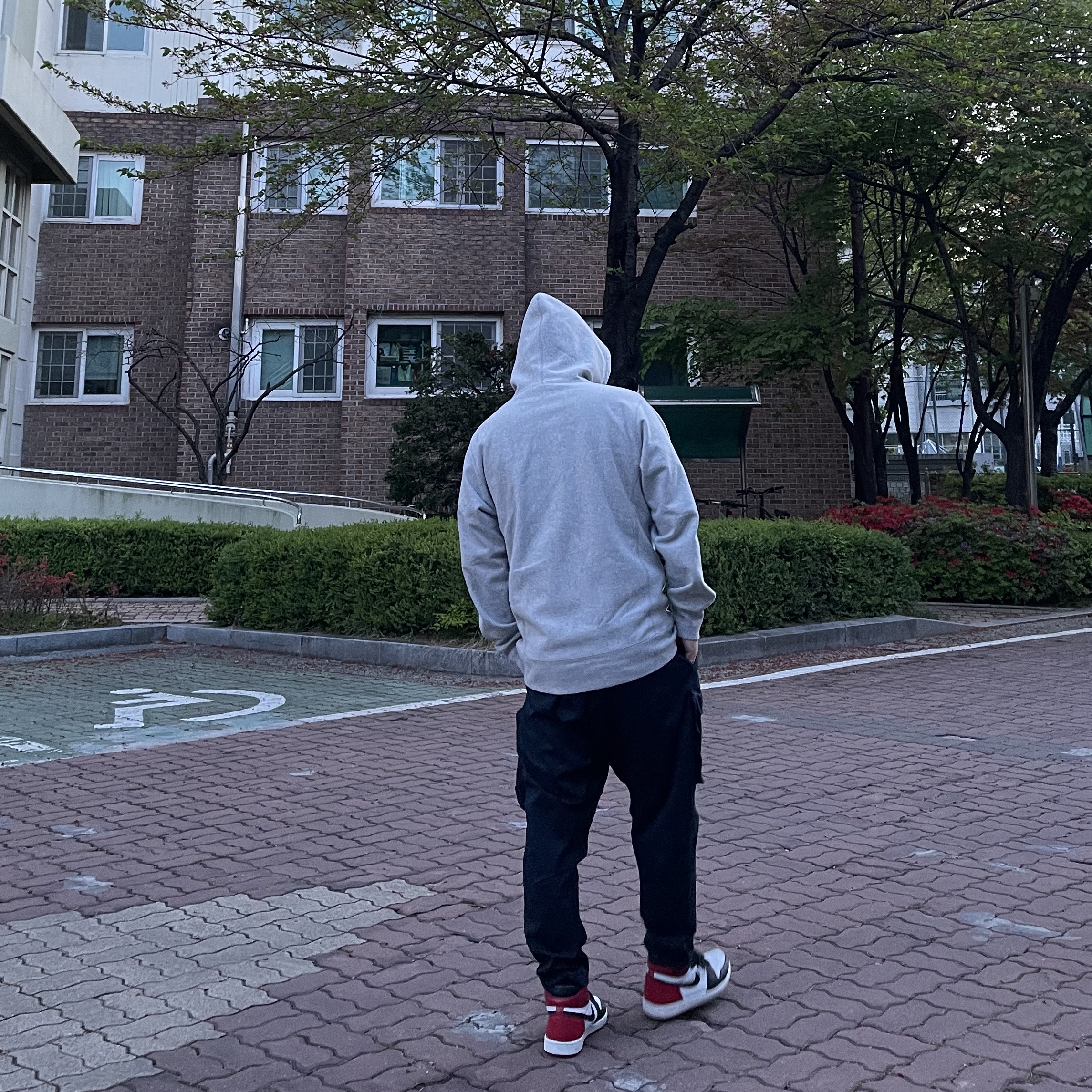 Jordan 1 Retro High OG Black Toe 2016, Supreme Cross Box Logo Hooded Sweatshirt Heather Grey - 20FW 착용 스타일 - 3