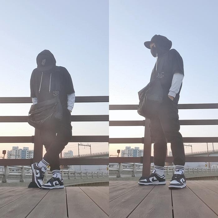 Nike Dunk Low Retro Black 착용 스타일 - 1