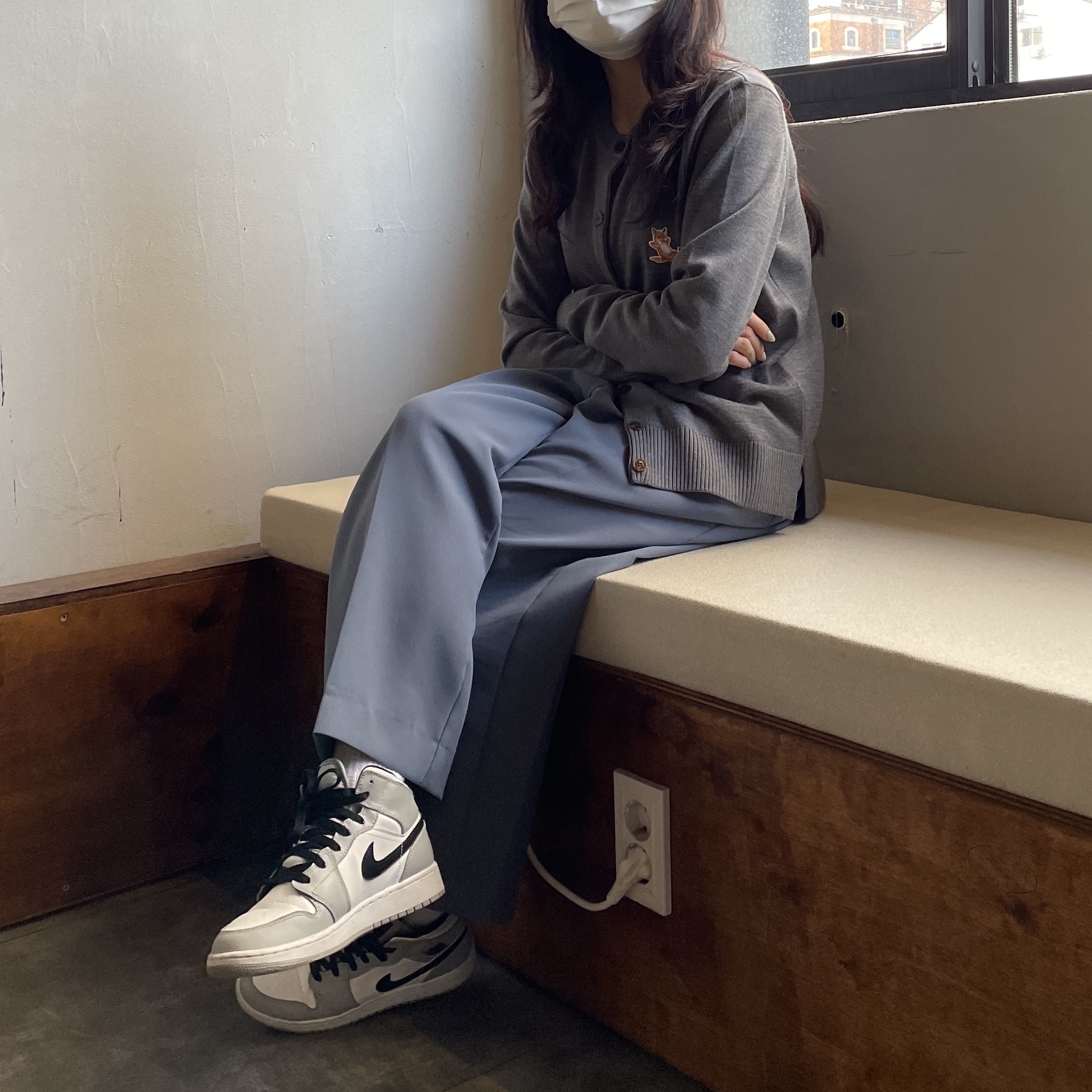 (GS) Jordan 1 Mid Light Smoke Grey 착용 스타일