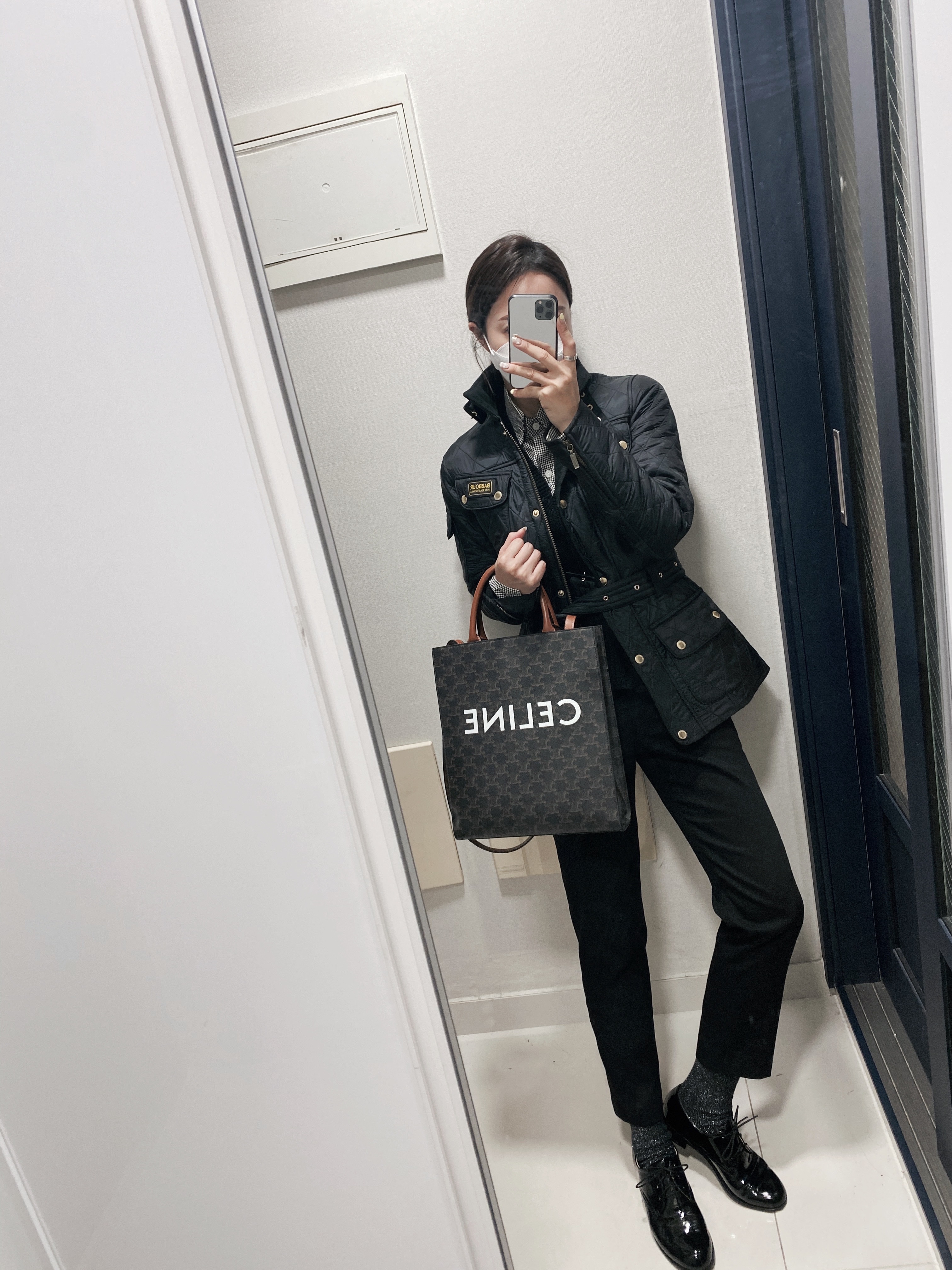 Celine Small Cabas Vertical in Triomphe Canvas Calfskin Tan 착용 스타일 - 1