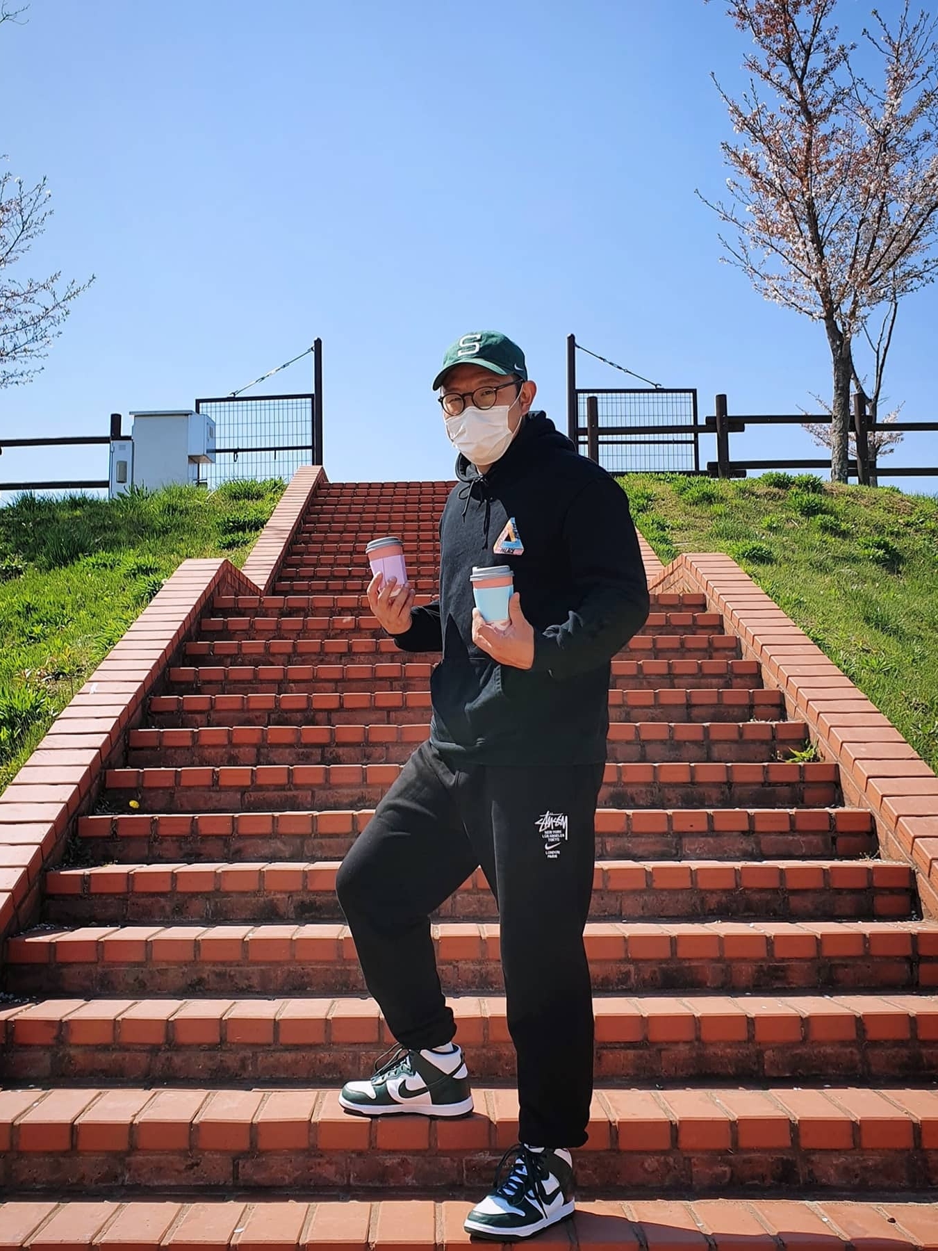 Nike Dunk High SP Spartan Green, Nike x Stussy NRG ZR Fleece Pants Black - US/EU 착용 스타일