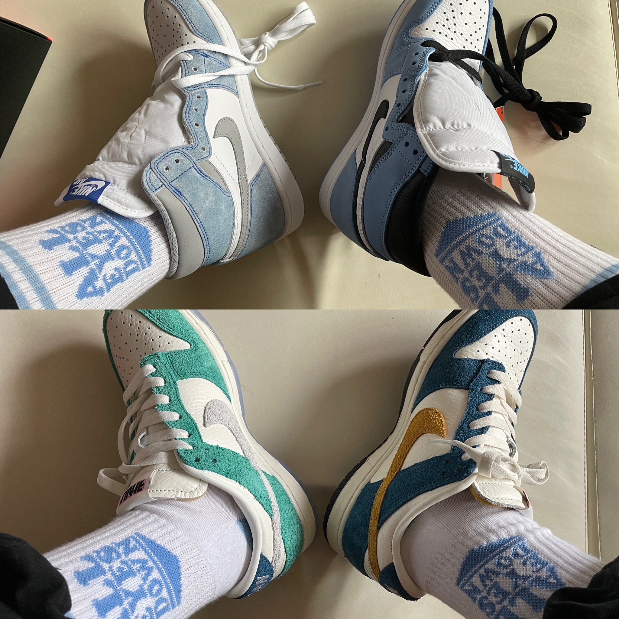 Jordan 1 Retro High OG Hyper Royal, Jordan 1 Retro High OG University Blue 착용 스타일 - 1