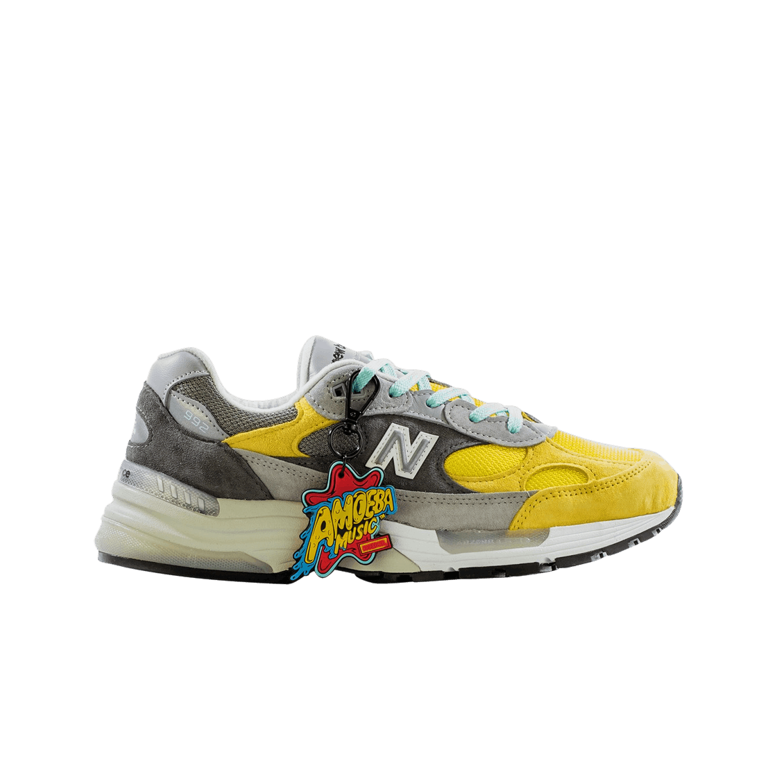 뉴발란스 x 아메바 뮤직 x 나이스 킥스 메이드 인 USA 그레이 옐로우(New Balance x Amoeba Music x Nice Kicks 992 Made in USA Grey Yellow)