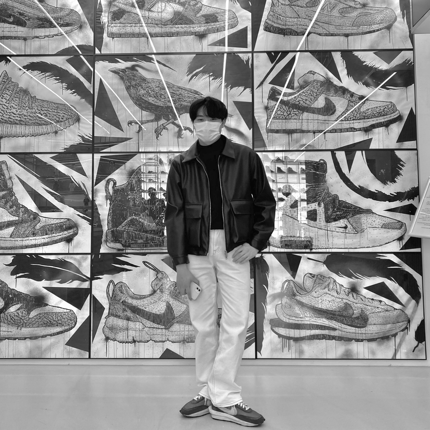 Nike x Sacai LDWaffle Blue Multi 착용 스타일