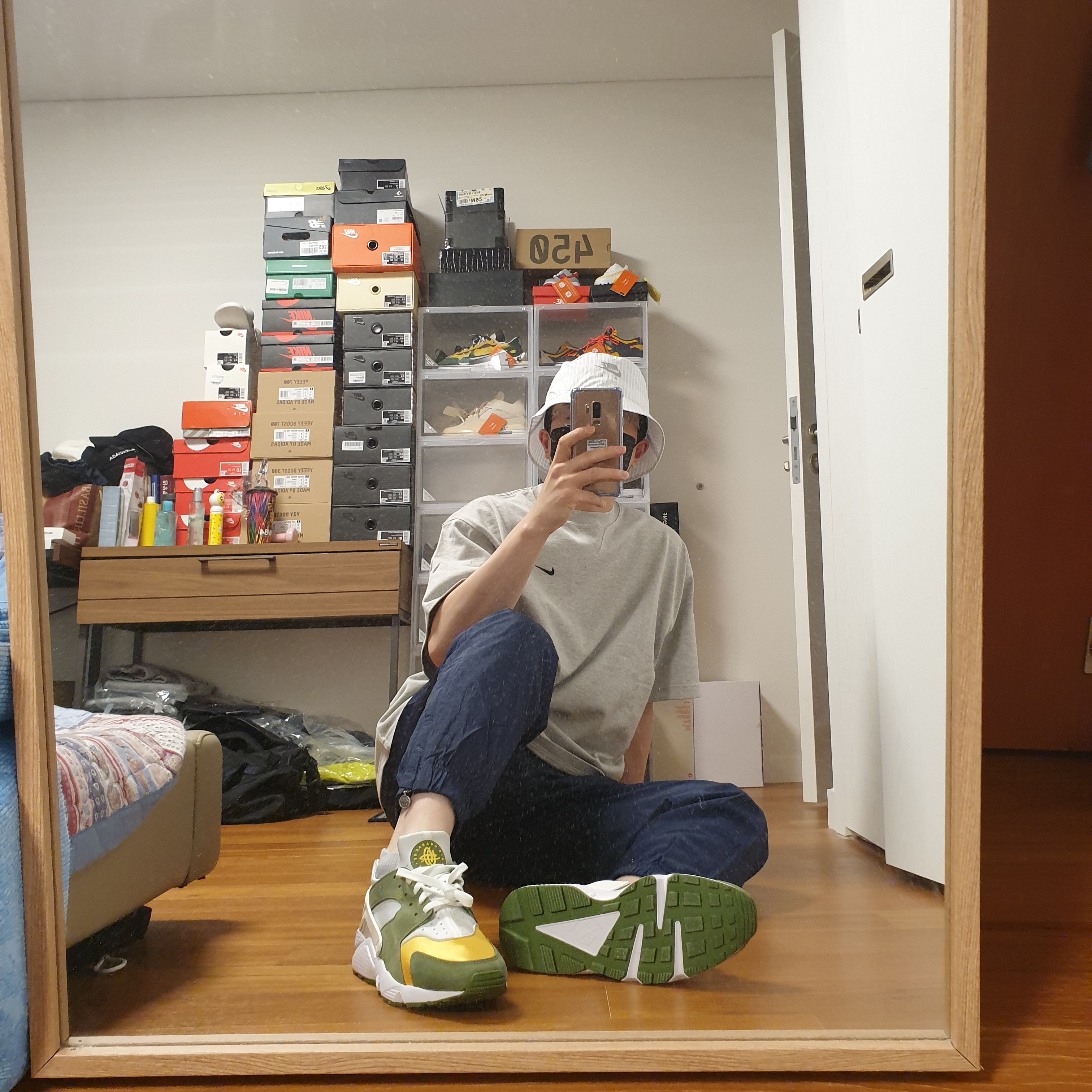 Nike x Kim Jones Oversized T-Shirt Grey Heather - US/EU, Nike x Kim Jones Bucket Hat White 착용 스타일 - 4