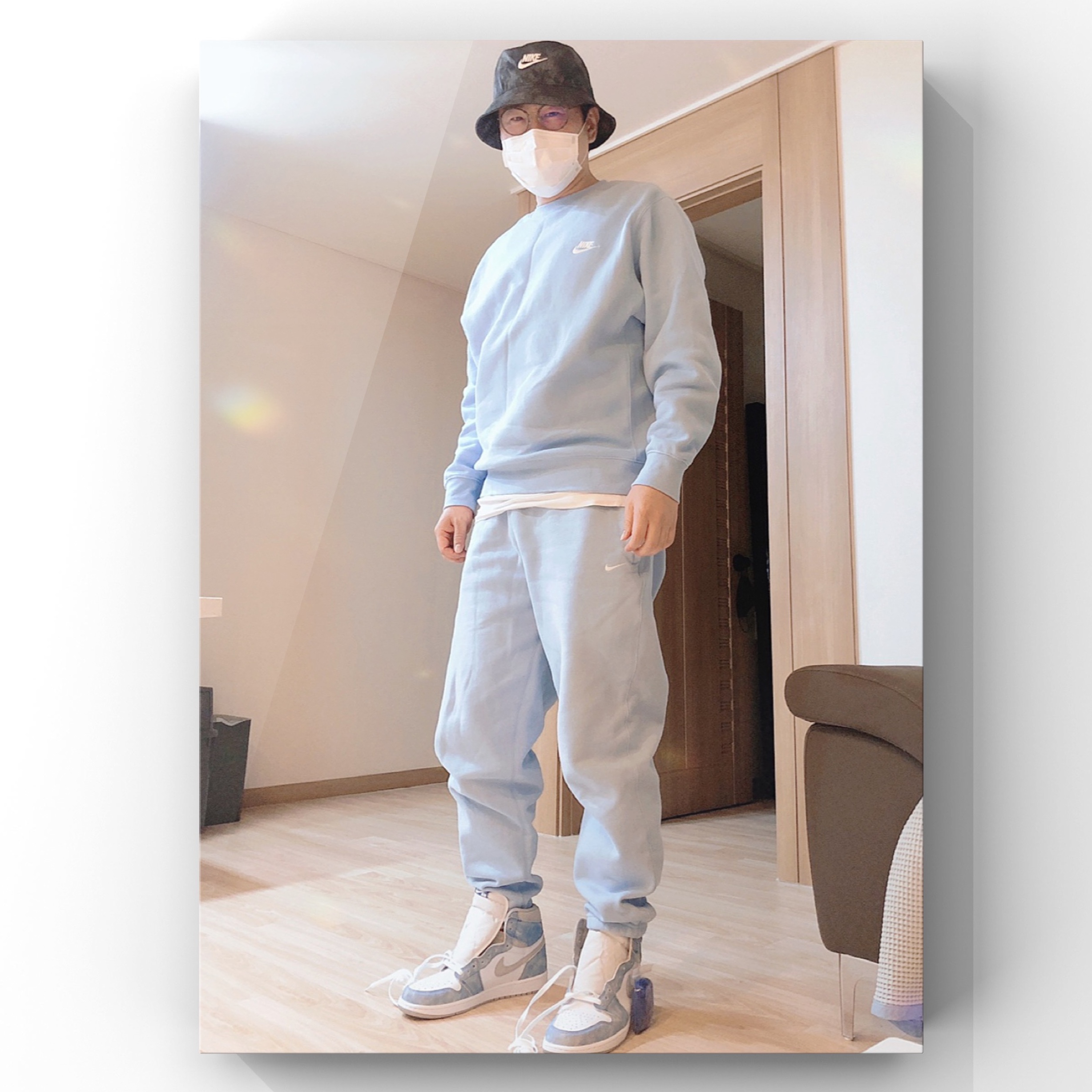 Nike NRG Solo Swoosh Crew Fleece Psychic Blue - Asia, Nike M NRG Track Pants Psychic Blue 착용 스타일 - 1