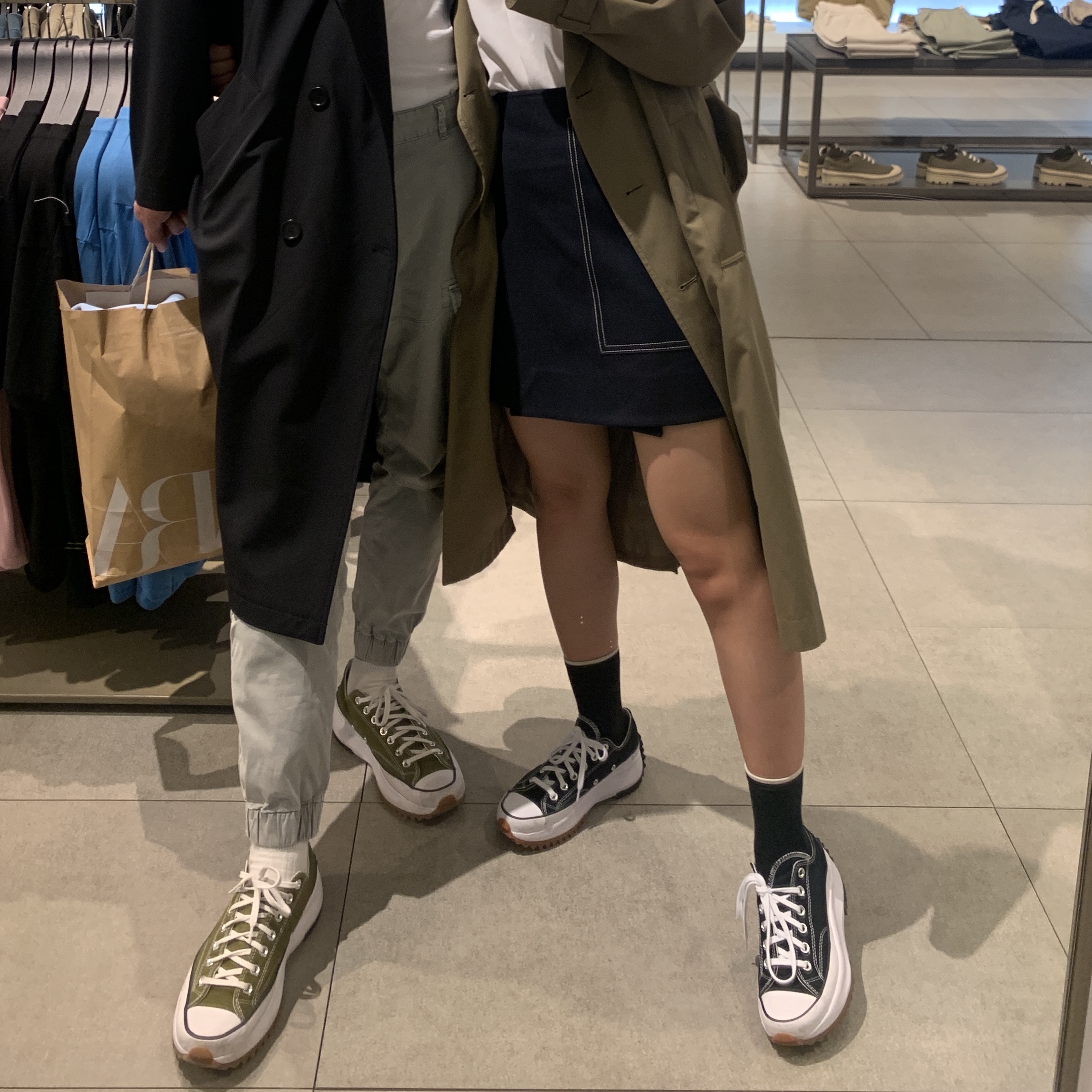 Converse Run Star Hike Low Black, Converse Run Star Hike Low Dark Moss 착용 스타일