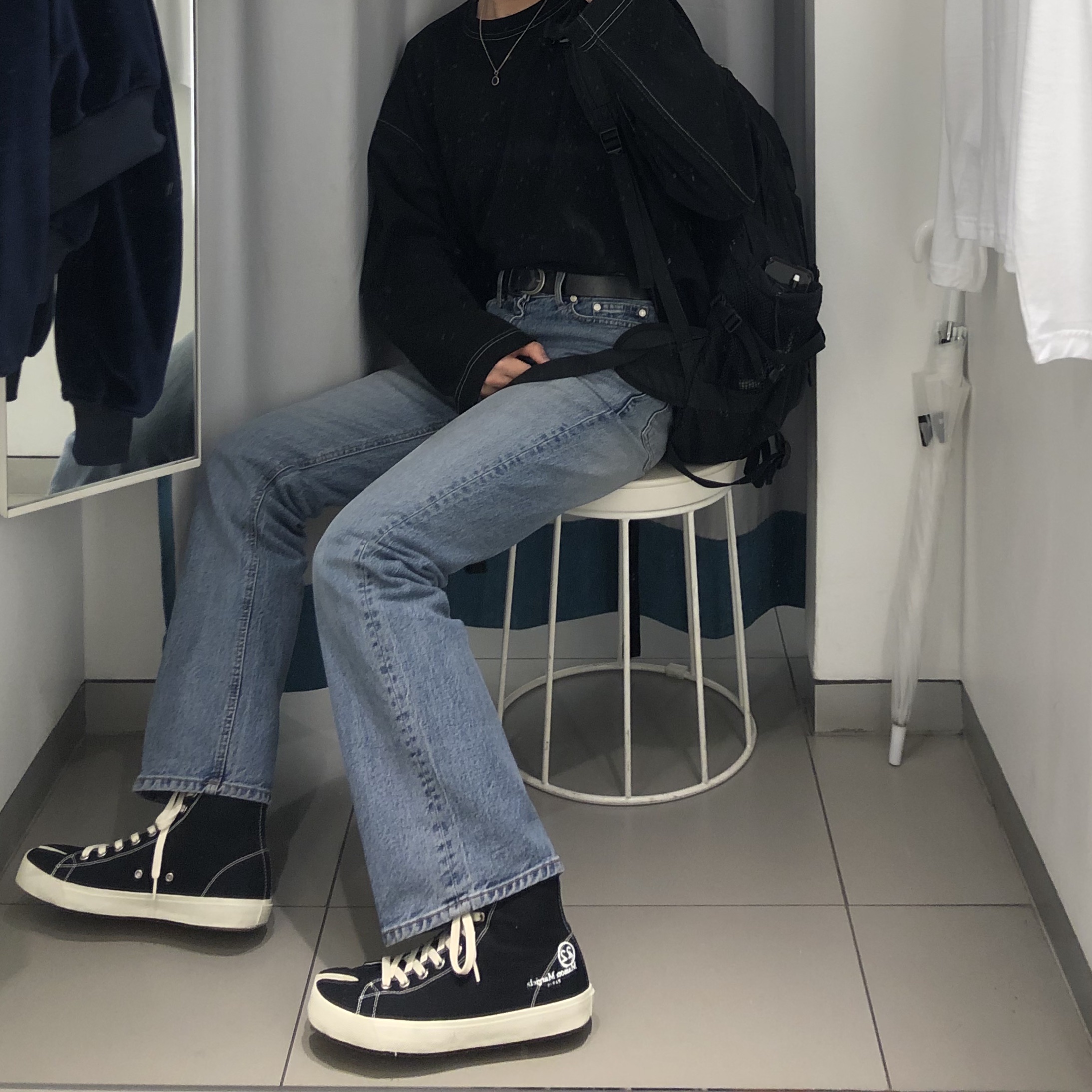 Maison Margiela Tabi High Black 착용 스타일