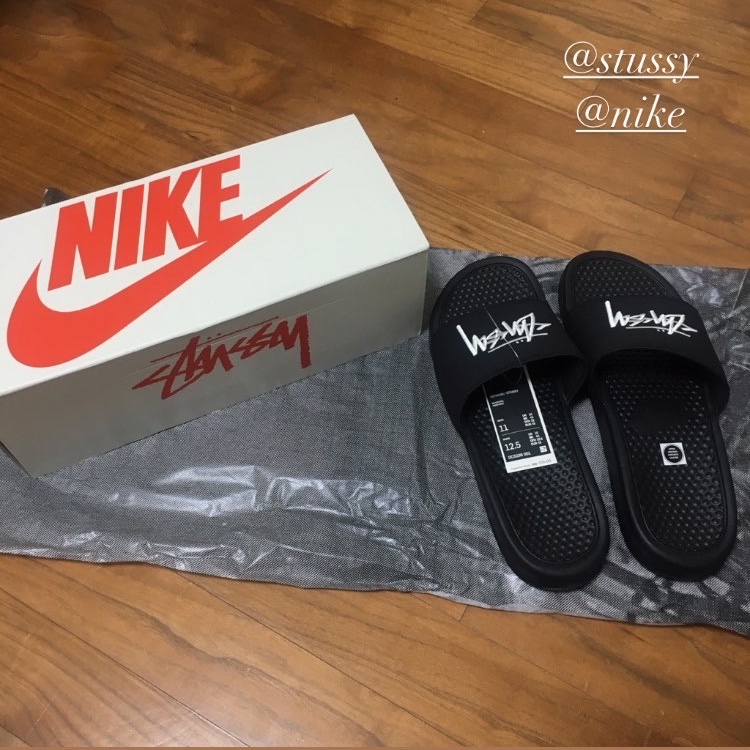 Nike x Stussy Benassi Slide Black 착용 스타일
