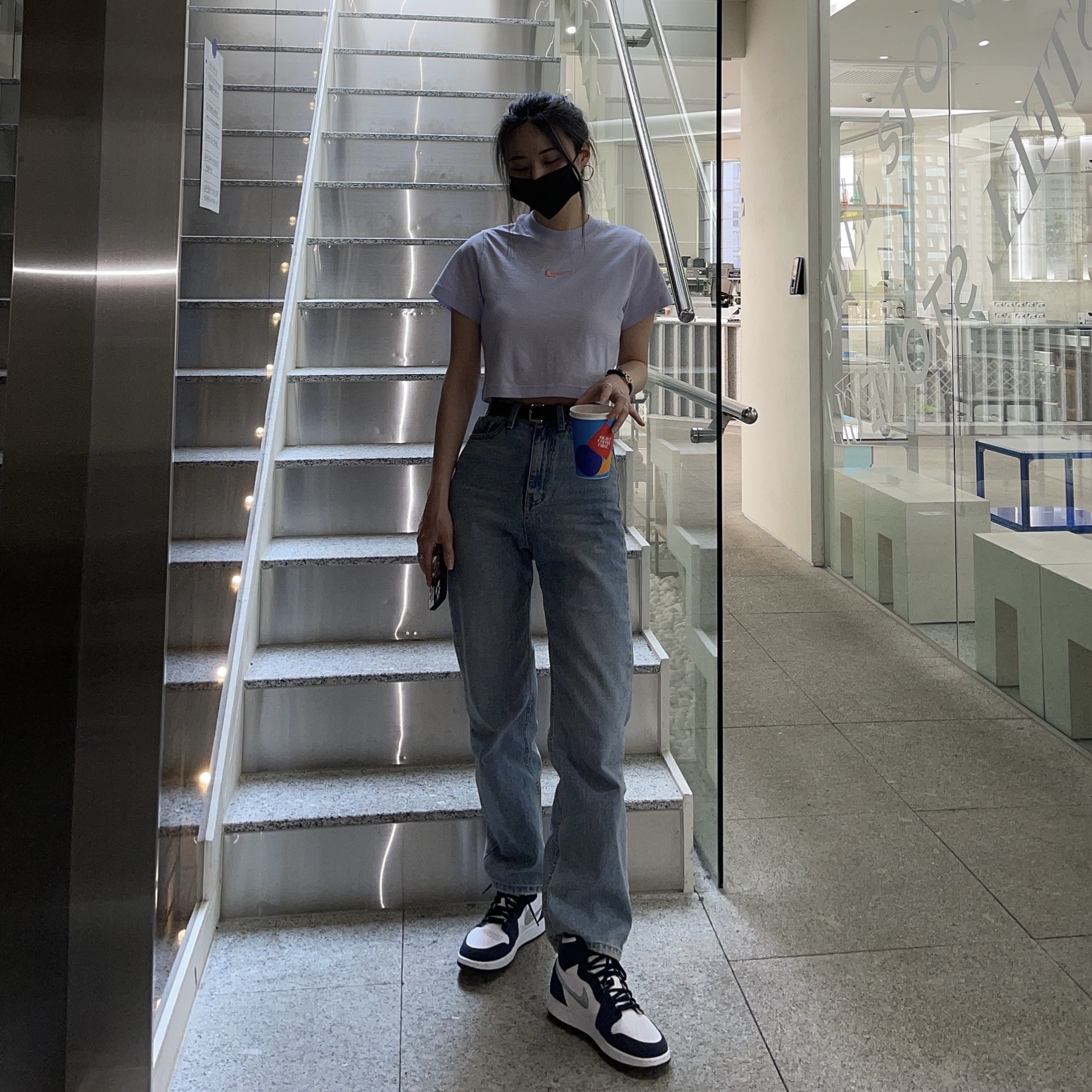 Jordan 1 Retro High OG CO.JP Midnight Navy, (GS) Jordan 1 Retro High OG CO.JP Midnight Navy 착용 스타일 - 1
