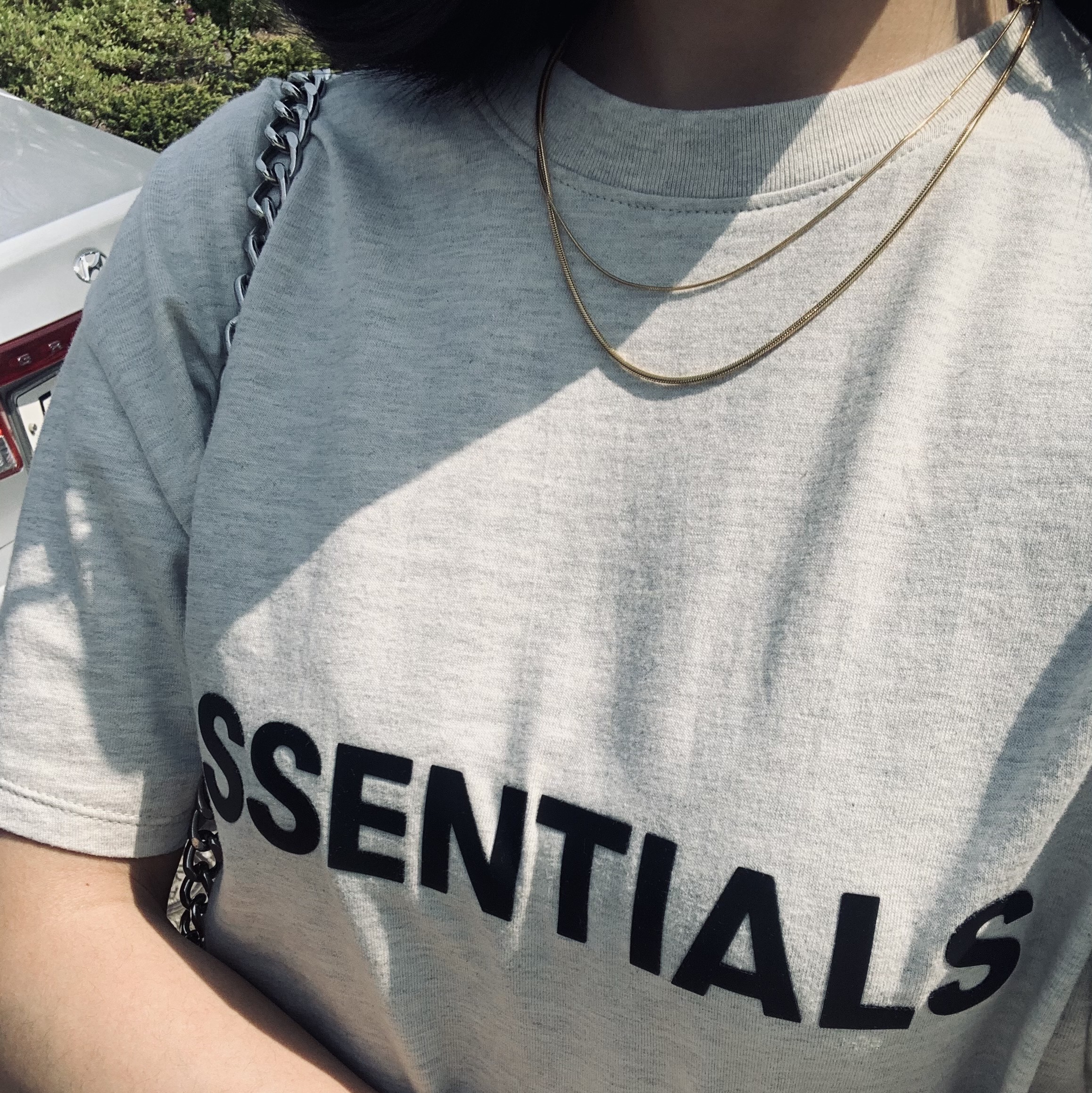 Essentials 3D Silicon Applique Boxy T-Shirt Oatmeal/Oatmeal Heather/Light Heather Oatmeal 2020 착용 스타일