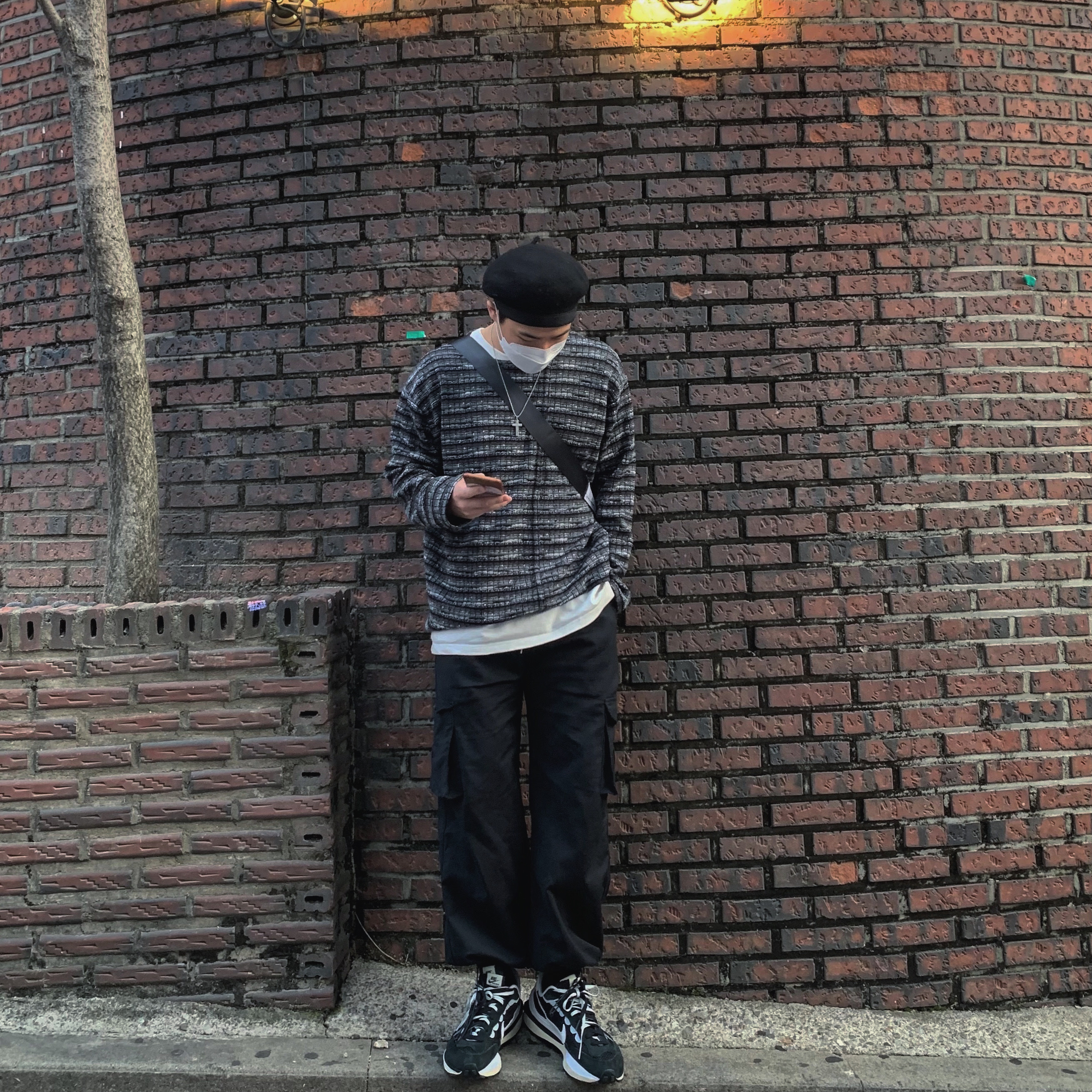 Nike x Sacai VaporWaffle Black White 착용 스타일