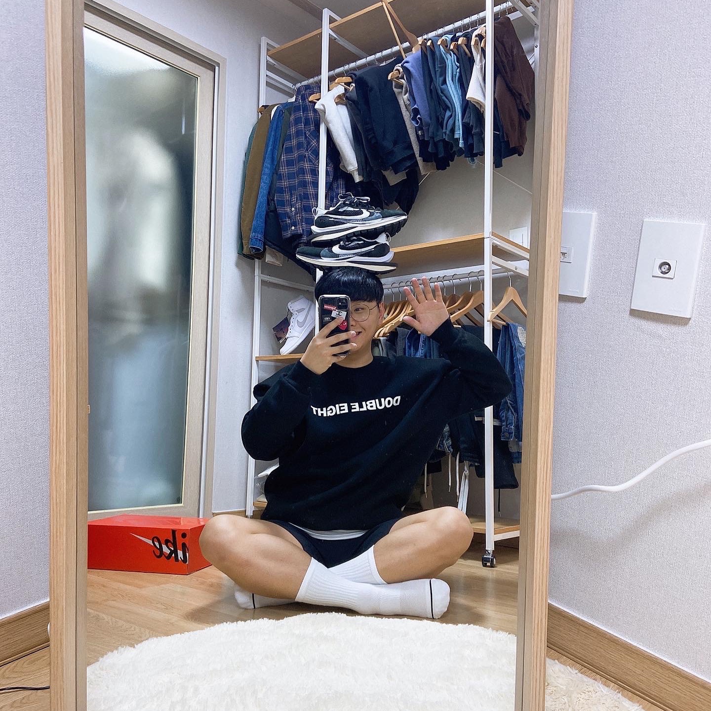 Nike x Sacai VaporWaffle Black White 착용 스타일 - 1