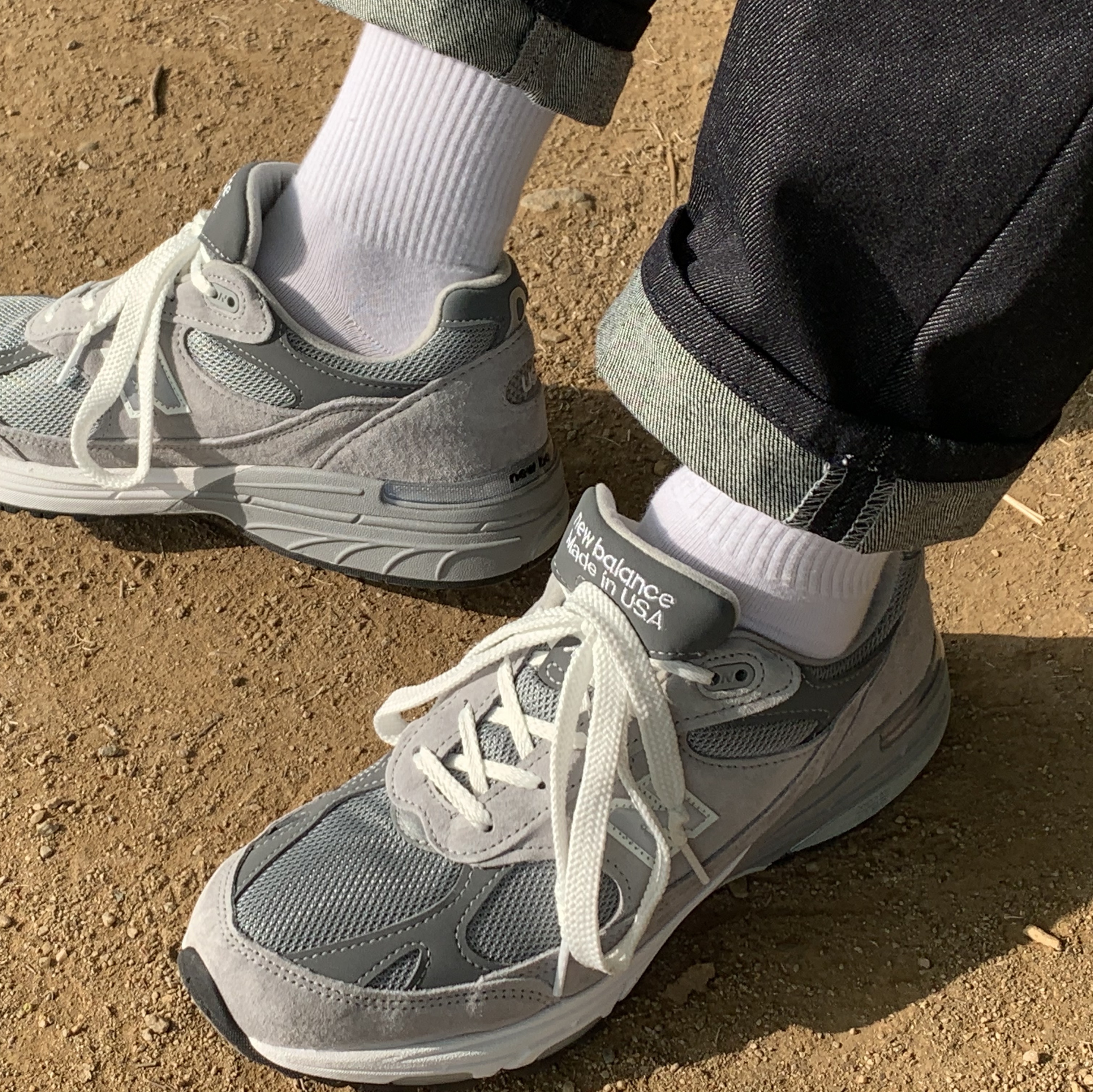 (W) New Balance 993 Made in USA Grey - B Standard 착용 스타일