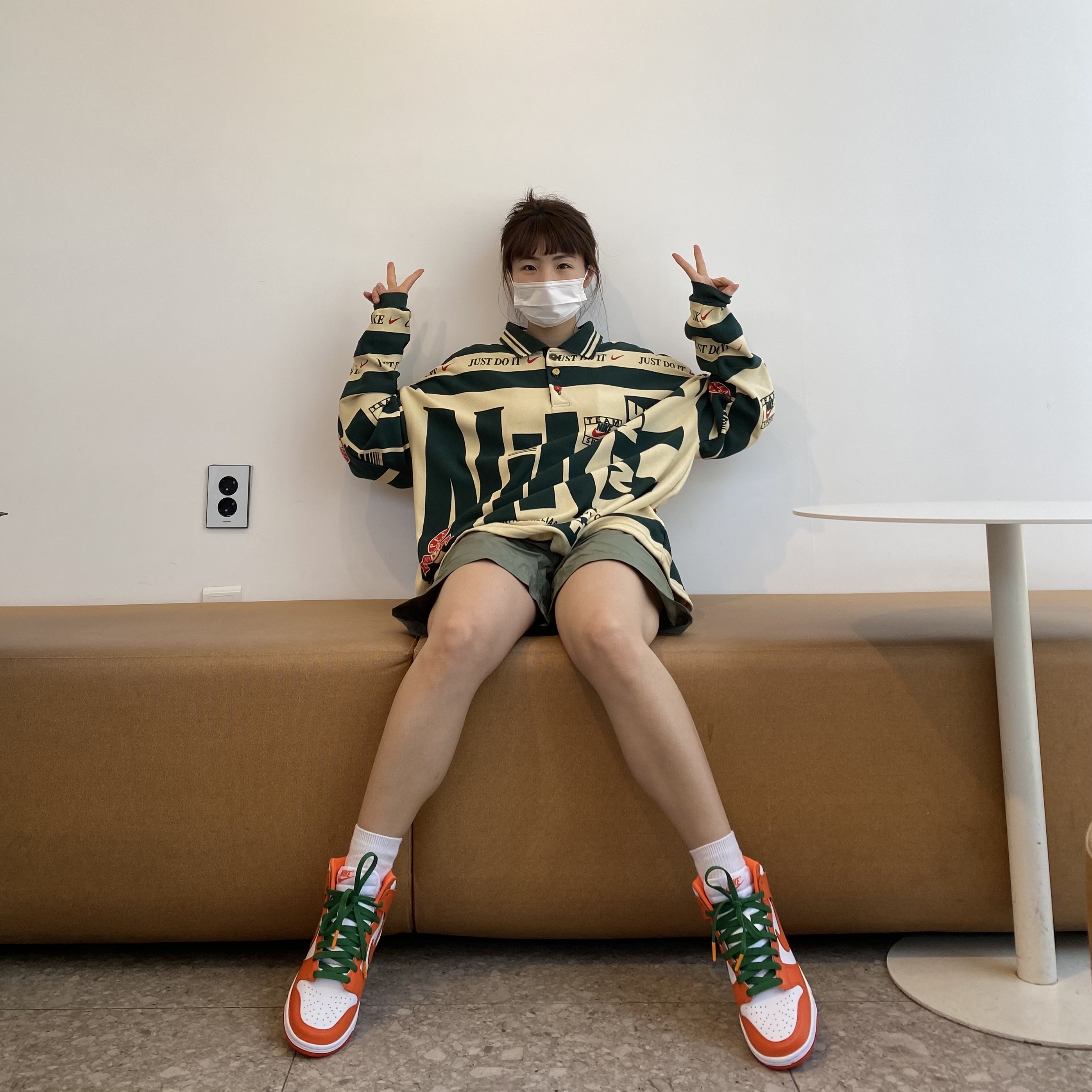 Nike x Cactus Plant Flea Market Long Sleeve Polo Natural - US/EU, (W) Nike Dunk High Orange Blaze 착용 스타일