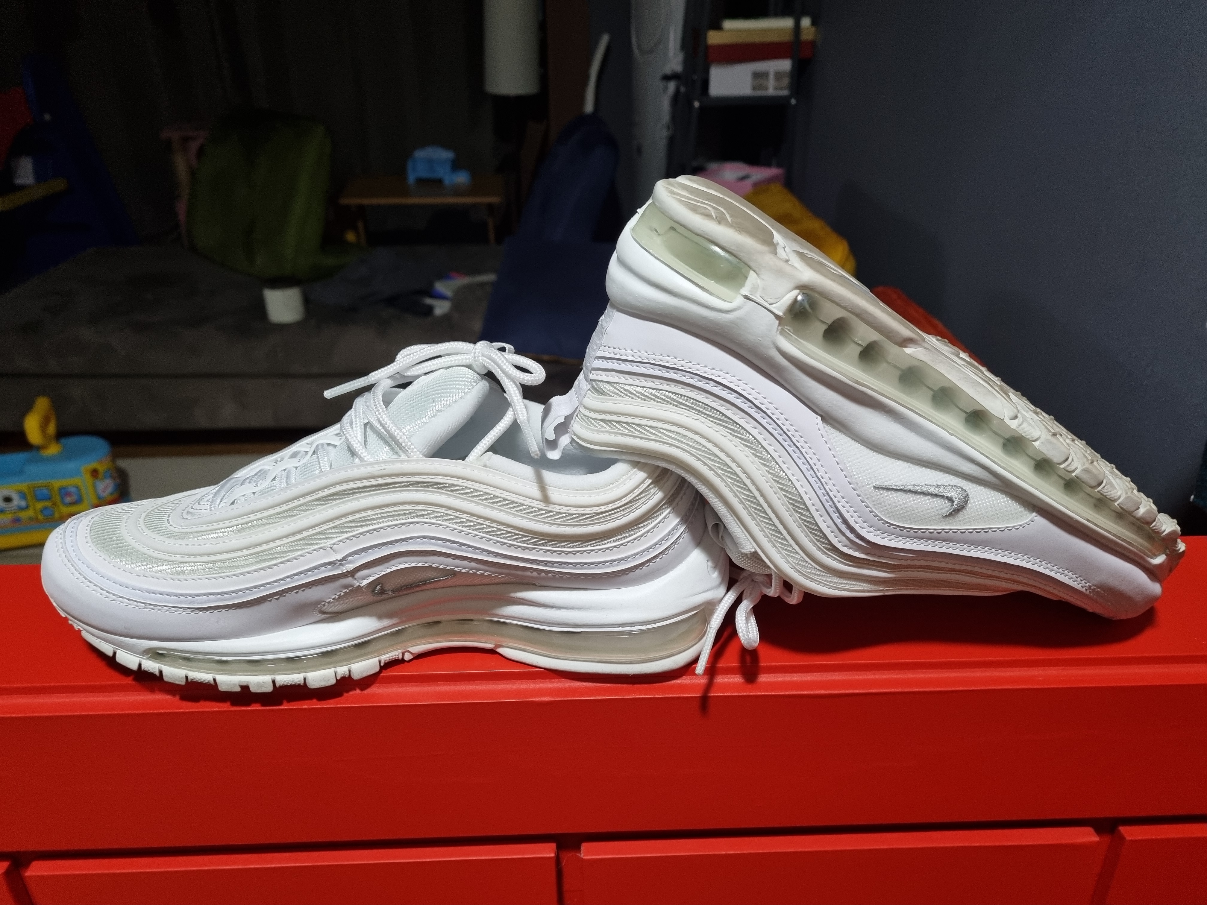 (W) Nike Air Max 97 White Pure Platinum 착용 스타일