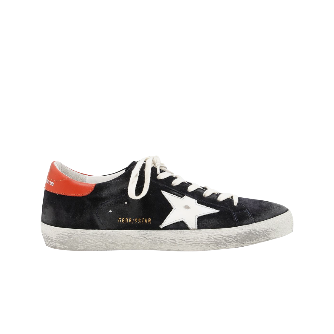 G32MS590-E99 Golden Goose Superstar Blue Suede Orange Heel Tab Sneakers