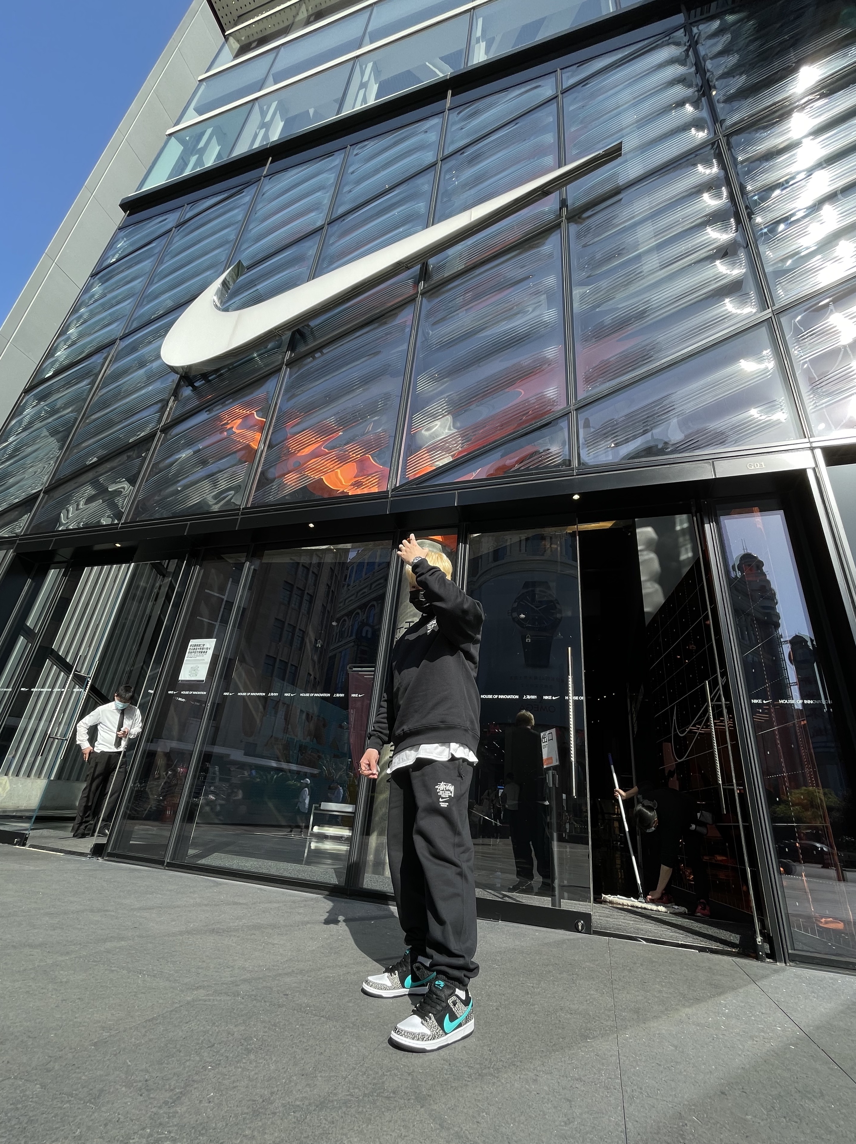 Nike x Stussy NRG ZR Fleece Crewneck Black - US/EU, Nike x Stussy NRG ZR Fleece Pants Black - US/EU 착용 스타일