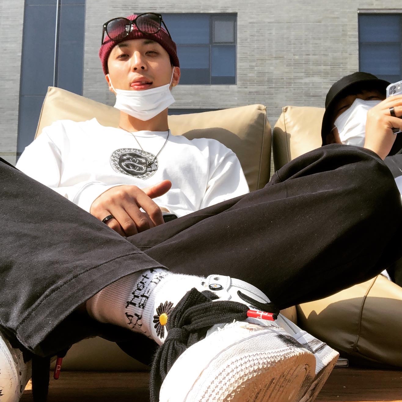 Nike x Peaceminusone Air Force 1 Low Para-Noise 2.0, Nike x Stussy Big Swoosh LS T-Shirt White - US/EU 착용 스타일