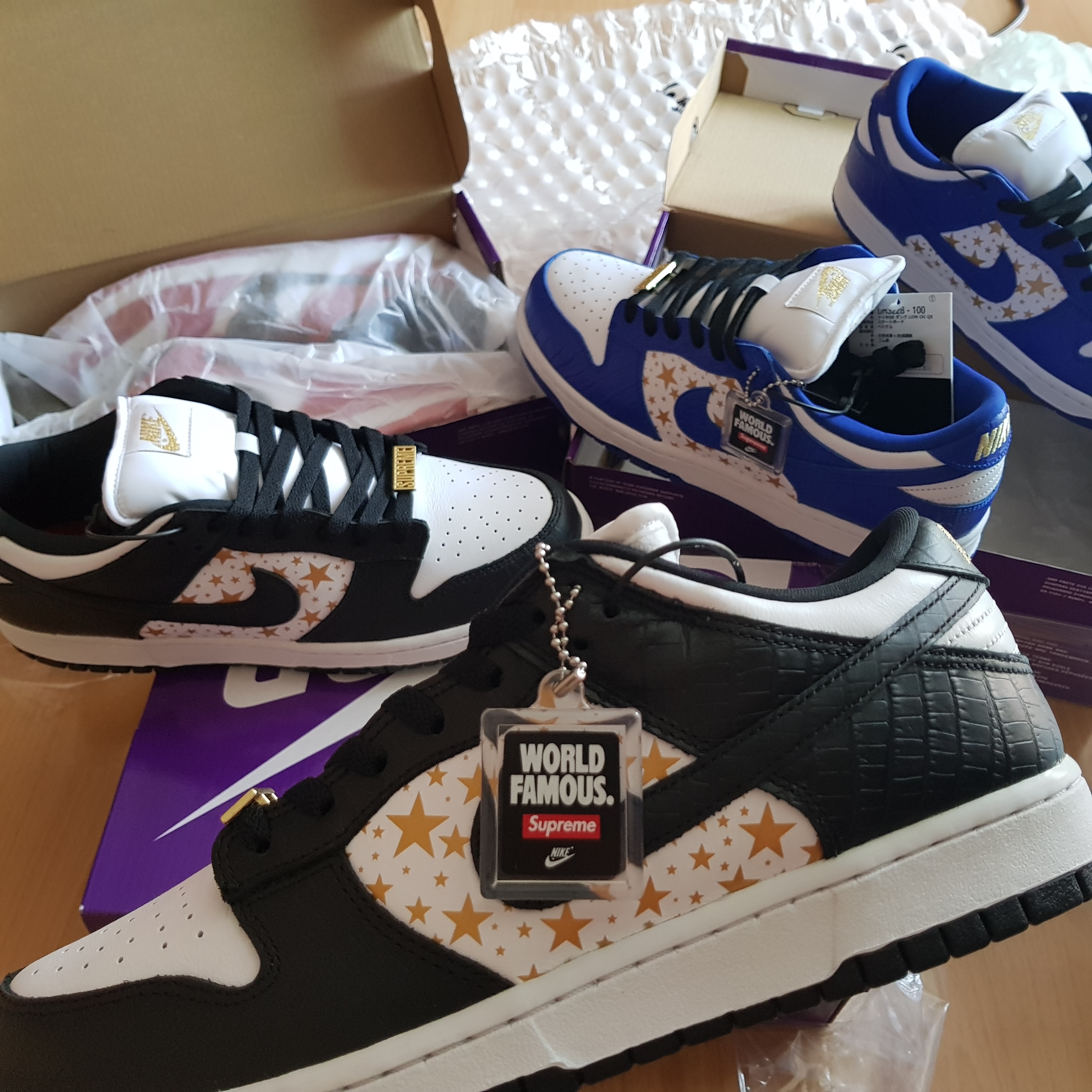 Nike SB Dunk Low Pro Chicago, Nike x Supreme SB Dunk Low Hyper Blue 착용 스타일 - 2