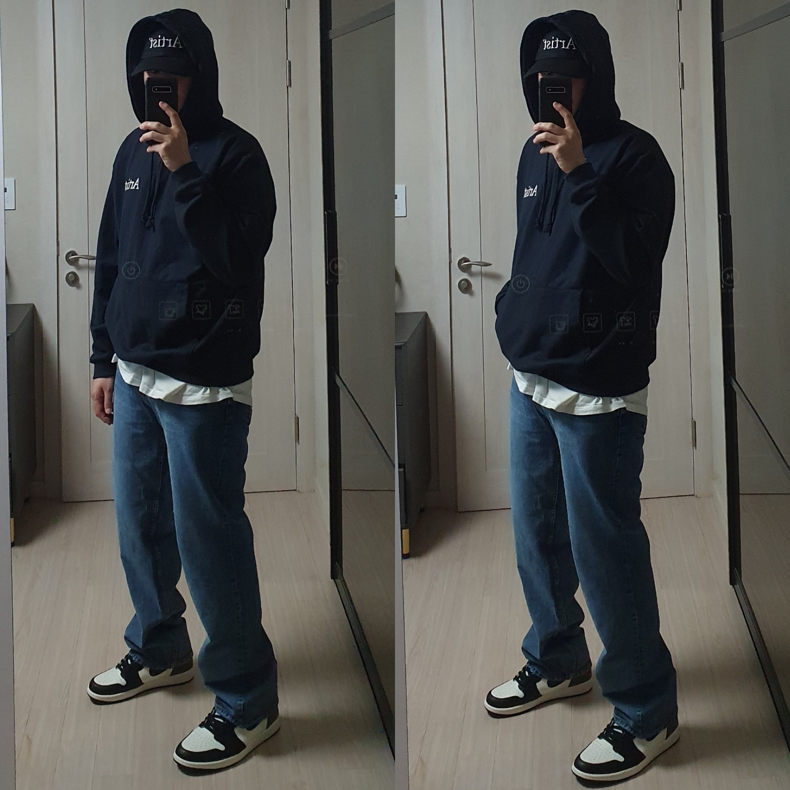 Jordan 1 Retro High OG University Blue, (GS) Jordan 1 Retro High OG University Blue 착용 스타일 - 2