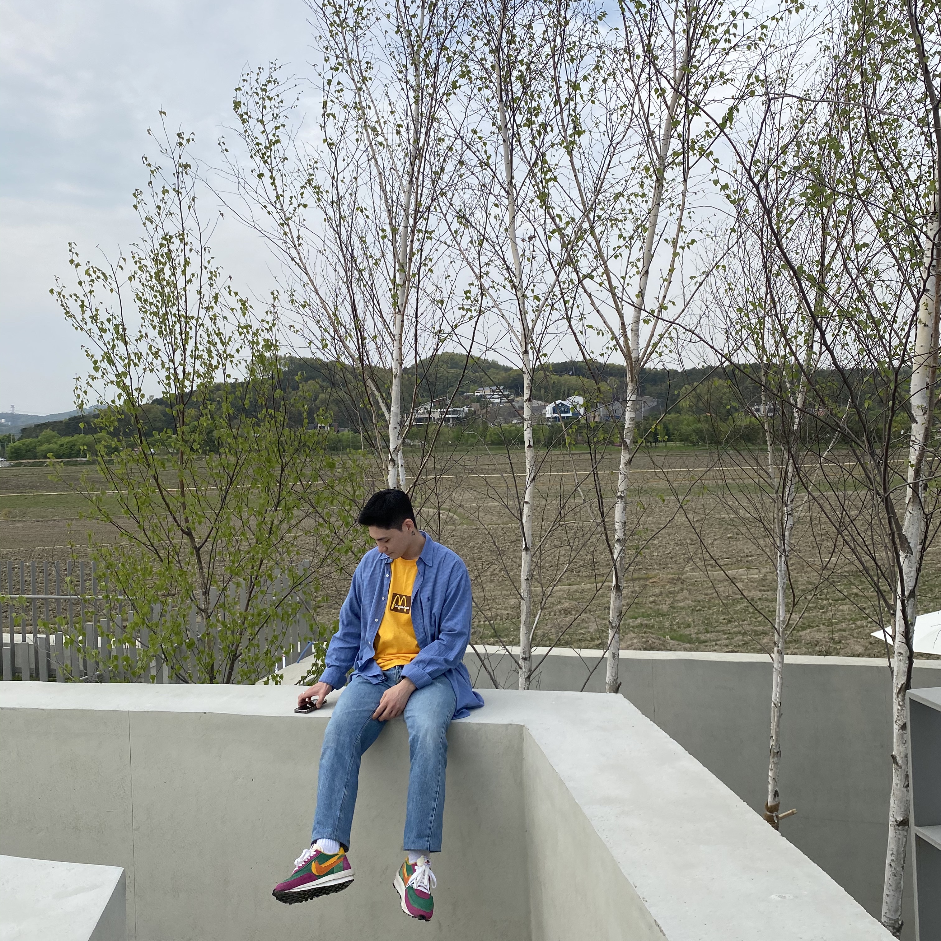 Nike x Sacai LDWaffle Pine Green 착용 스타일
