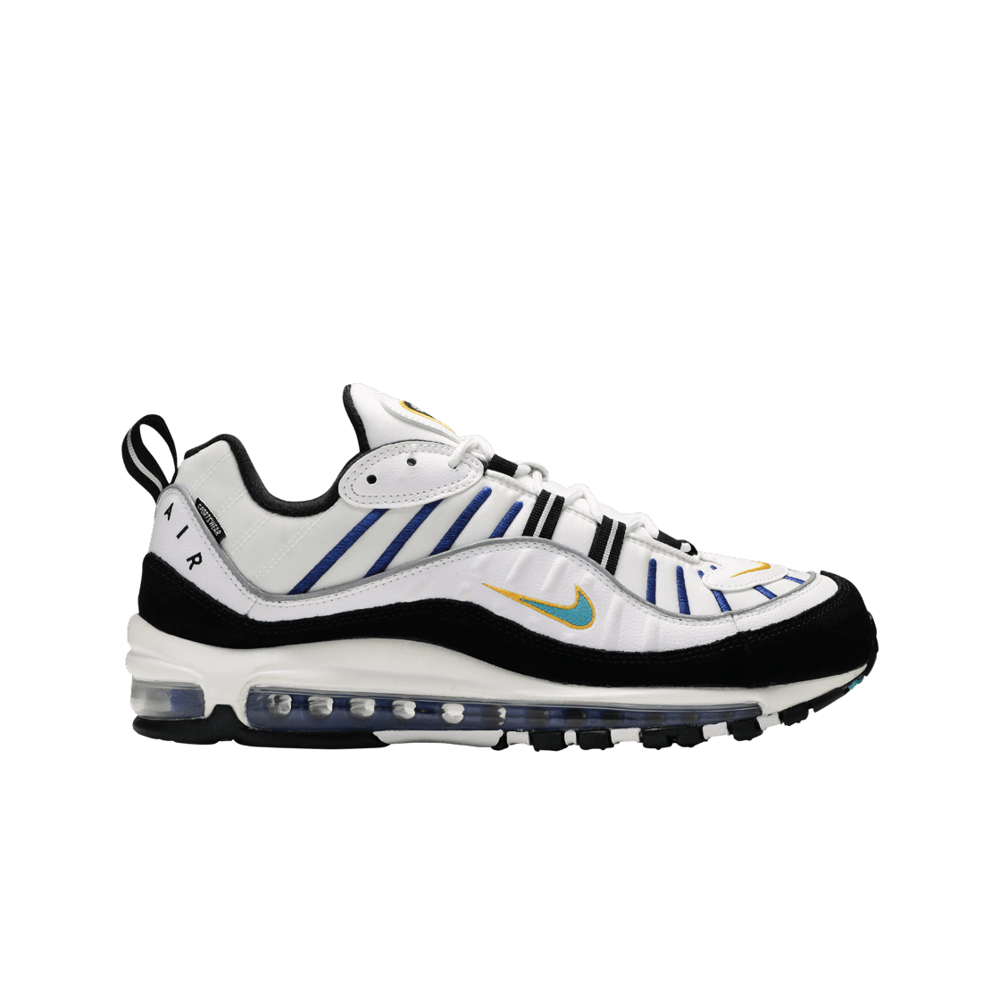 나이키 에어맥스 98 프리미엄 화이트 틸 네뷸라 유니버시티 골드(Nike Air Max 98 PRM White Teal Nebula University Gold)
