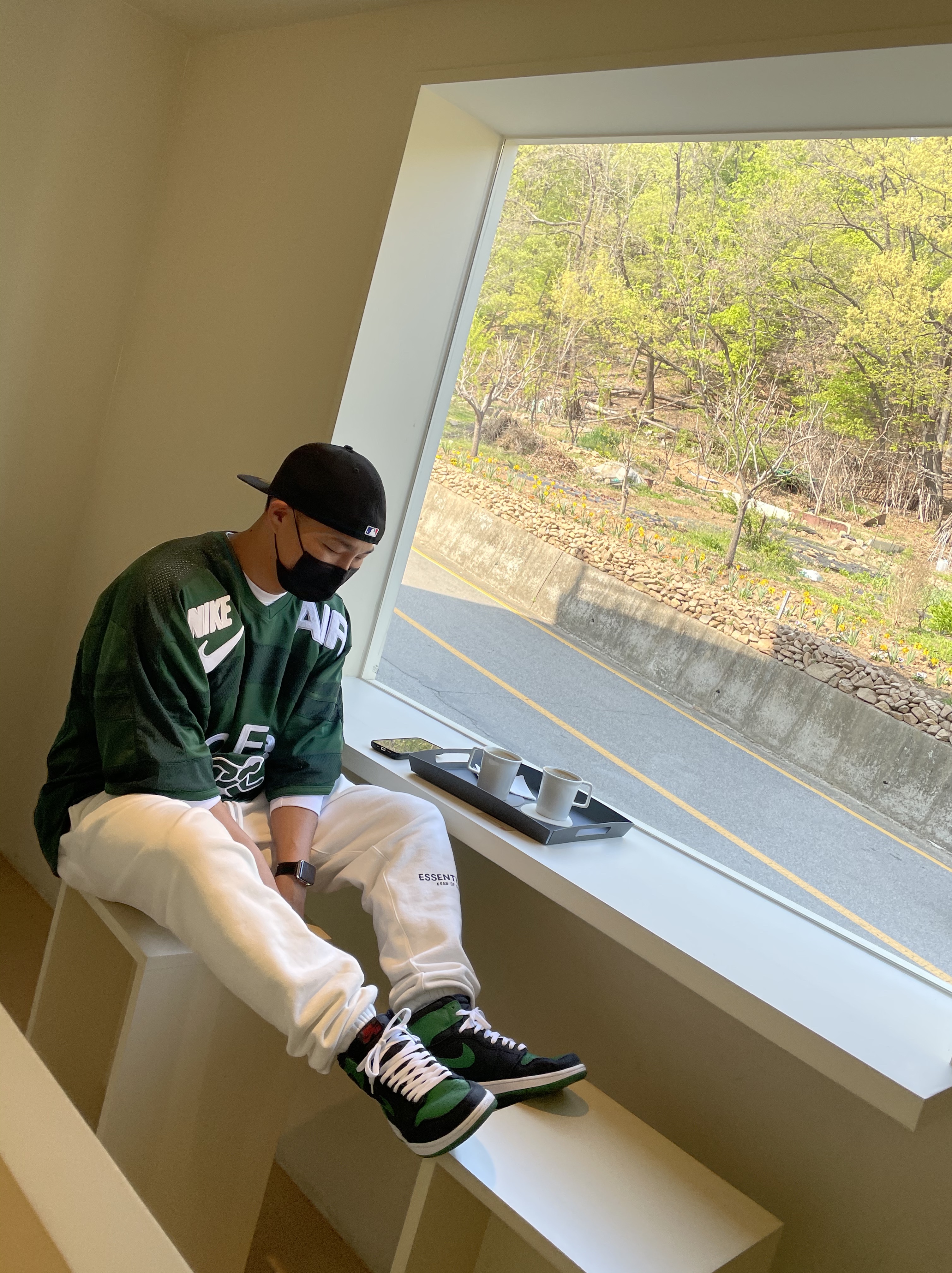 Nike x Cactus Plant Flea Market S/S Jersey Green - Asia, Jordan 1 Retro High OG Pine Green Black 착용 스타일 - 1