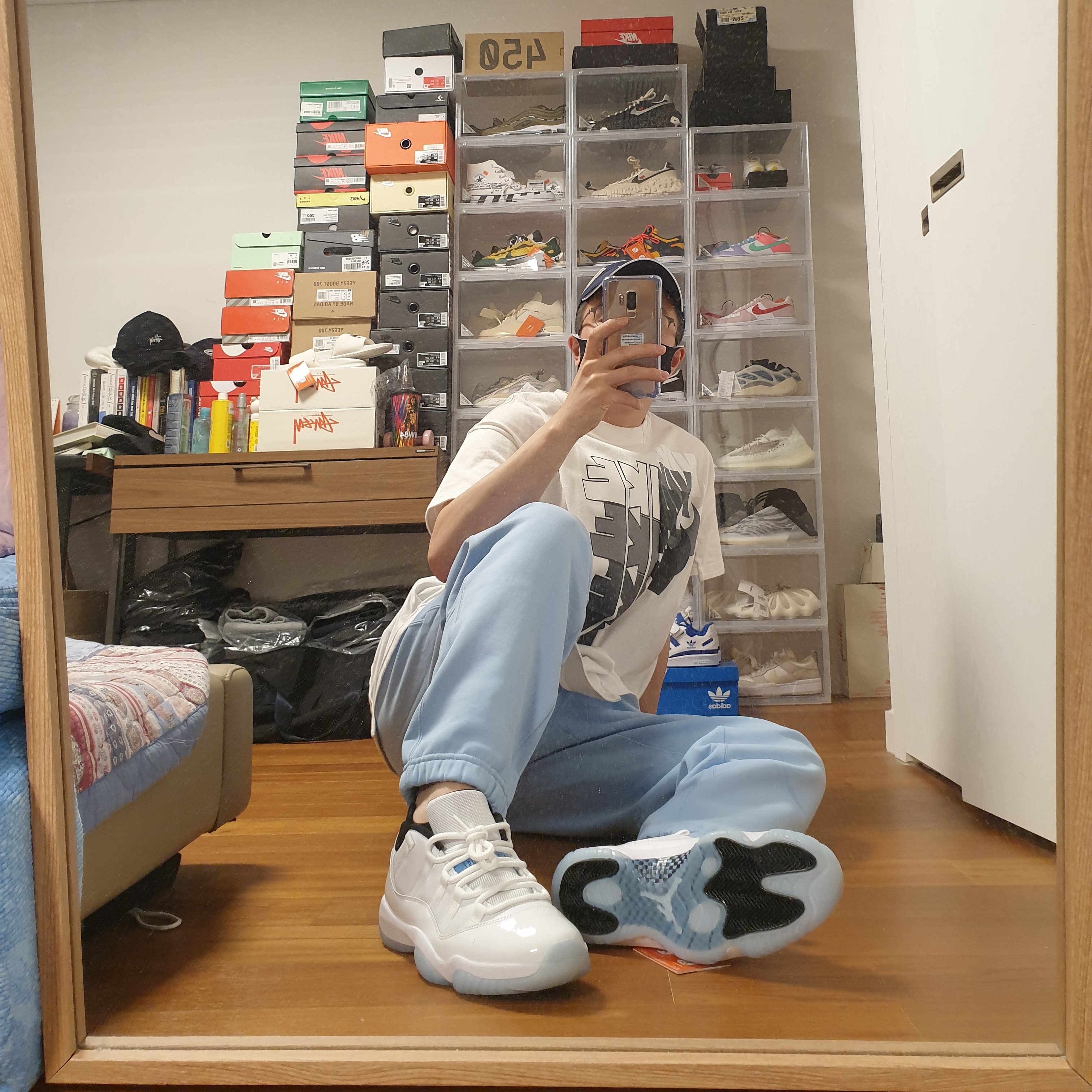 Nike NRG Solo Swoosh Fleece Pants Psychic Blue - US/EU, Jordan 11 Retro Low Legend Blue 착용 스타일 - 3