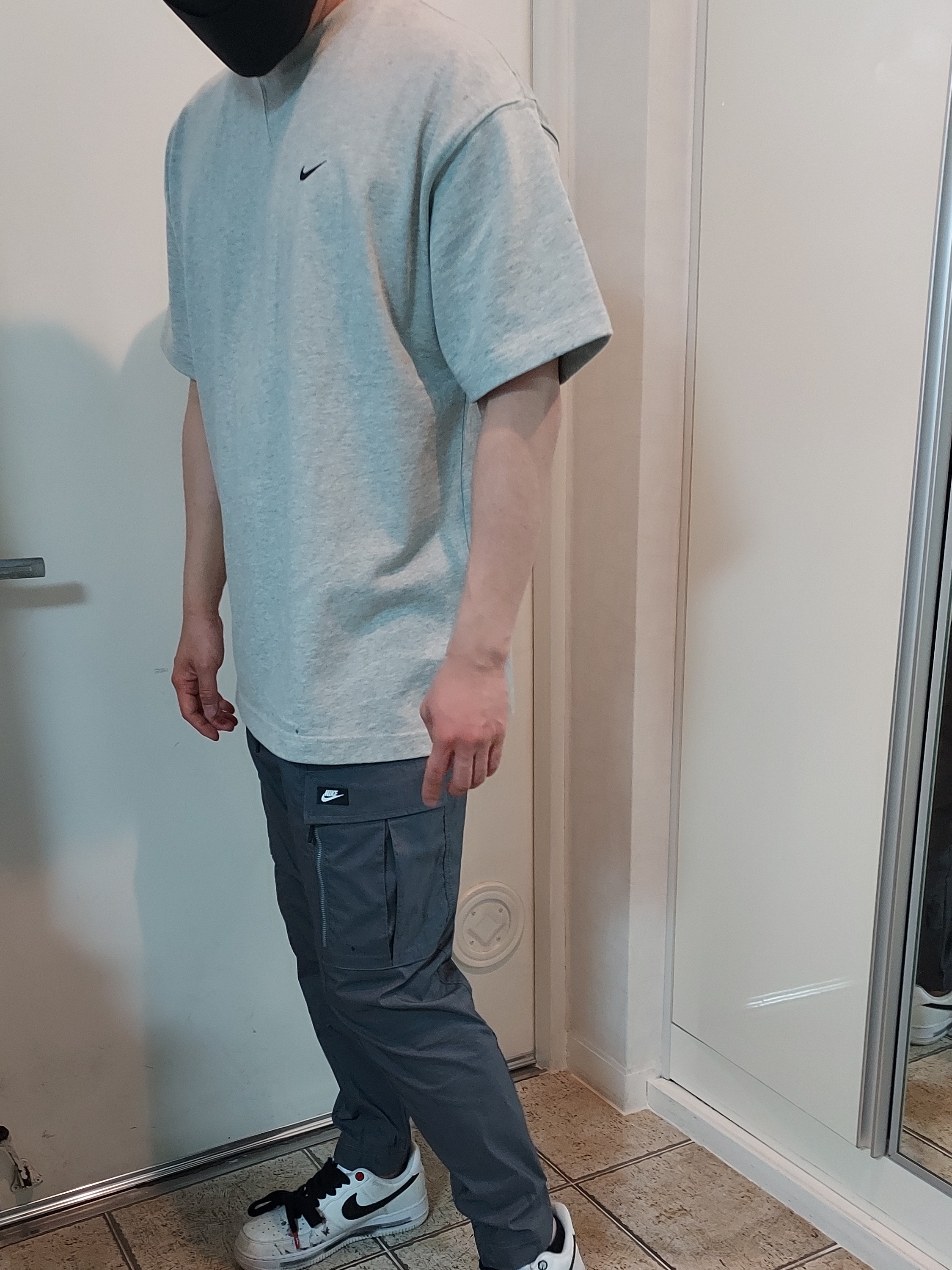 Nike x Peaceminusone Air Force 1 Low Para-Noise 2.0, Nike x Kim Jones Oversized T-Shirt Grey Heather - US/EU 착용 스타일